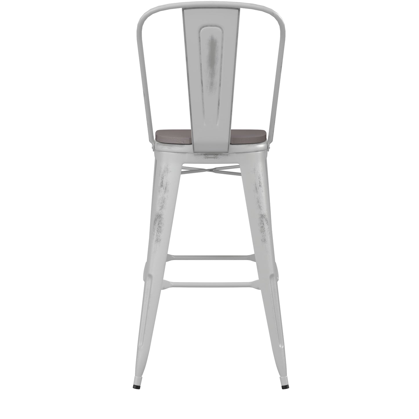 White Metal Stool-Gray Seat ET-3534-30-WH-PL1G-GG