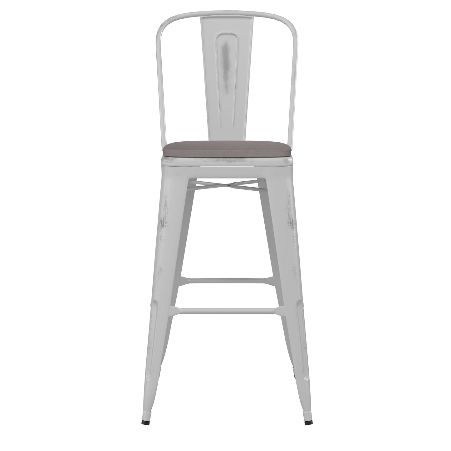 White Metal Stool-Gray Seat ET-3534-30-WH-PL1G-GG