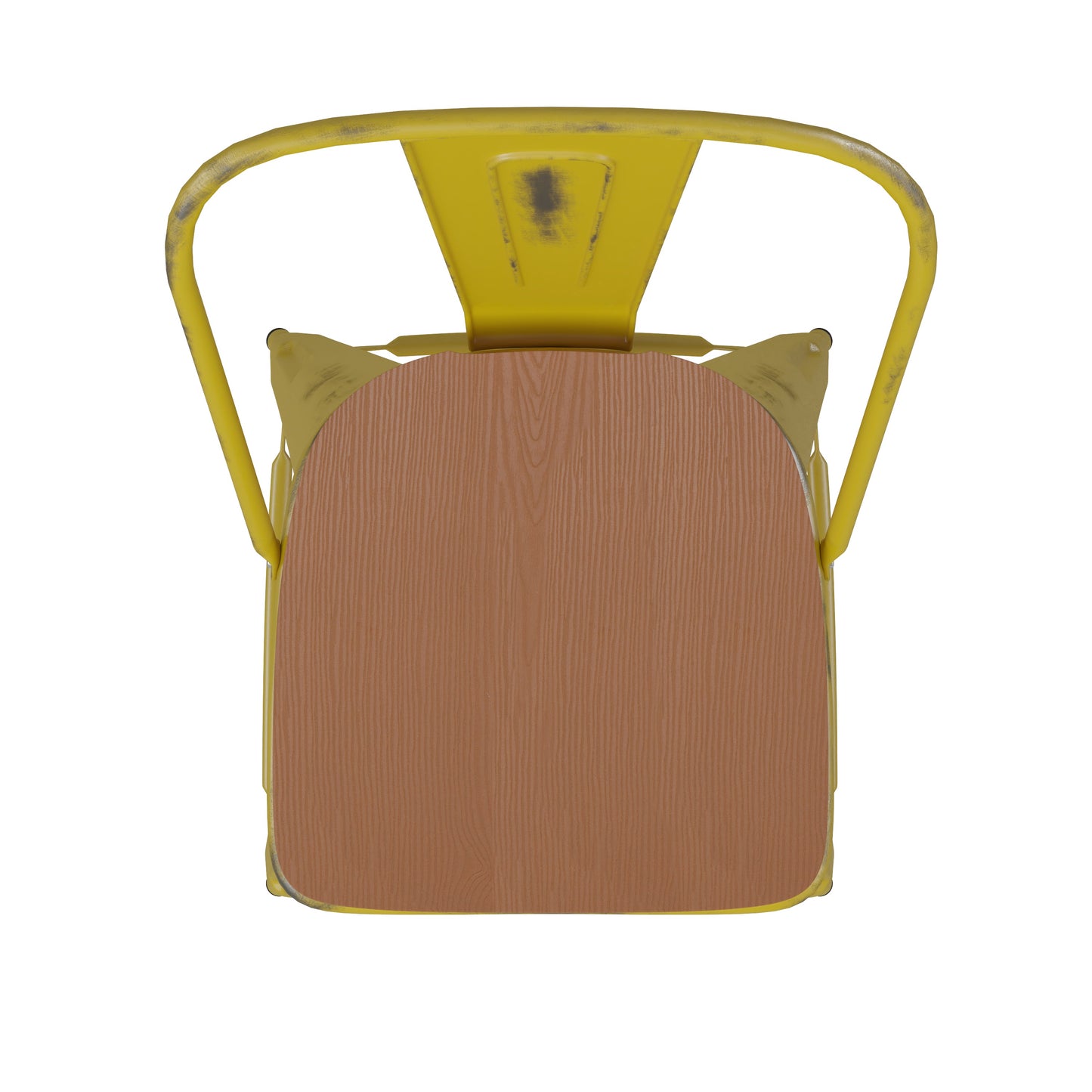 Yellow Metal Stool-Teak Seat ET-3534-30-YL-PL1T-GG