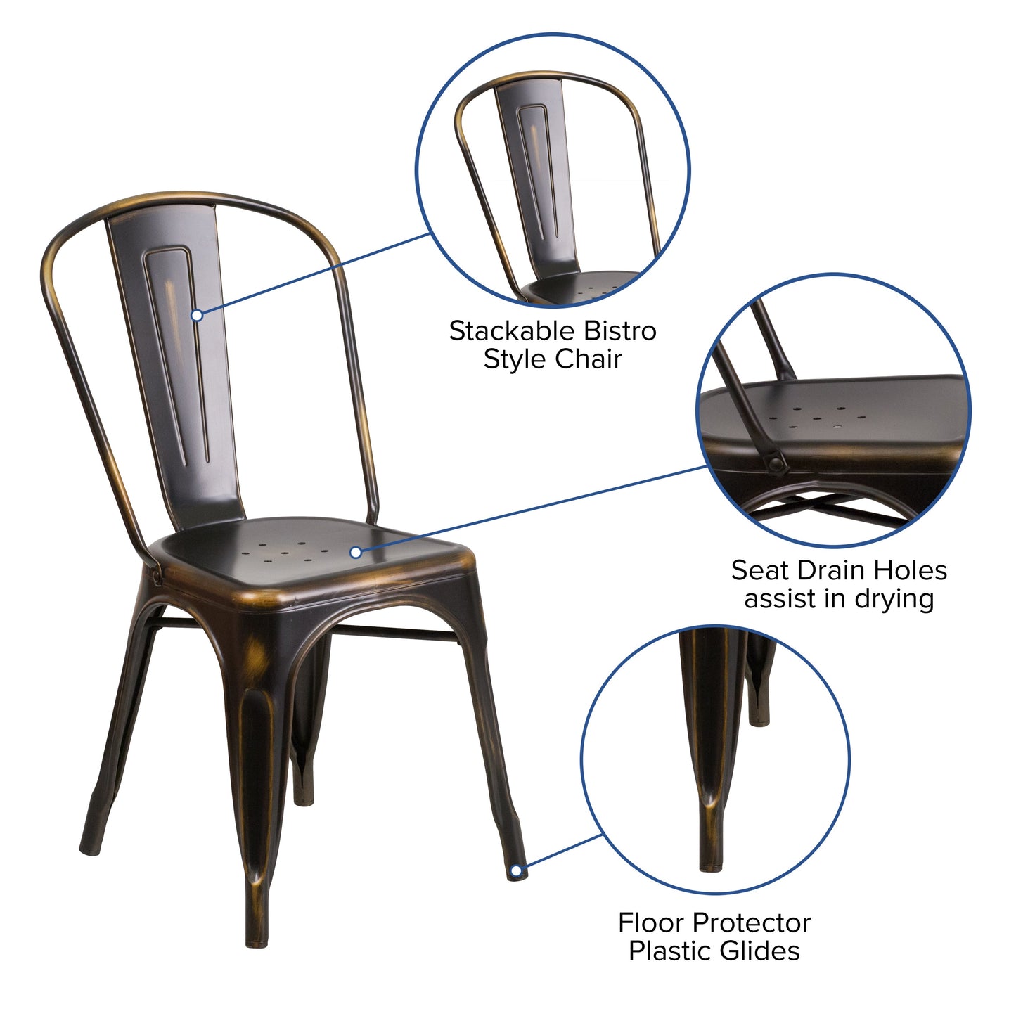 Stackable Metal Bistro Style Chair