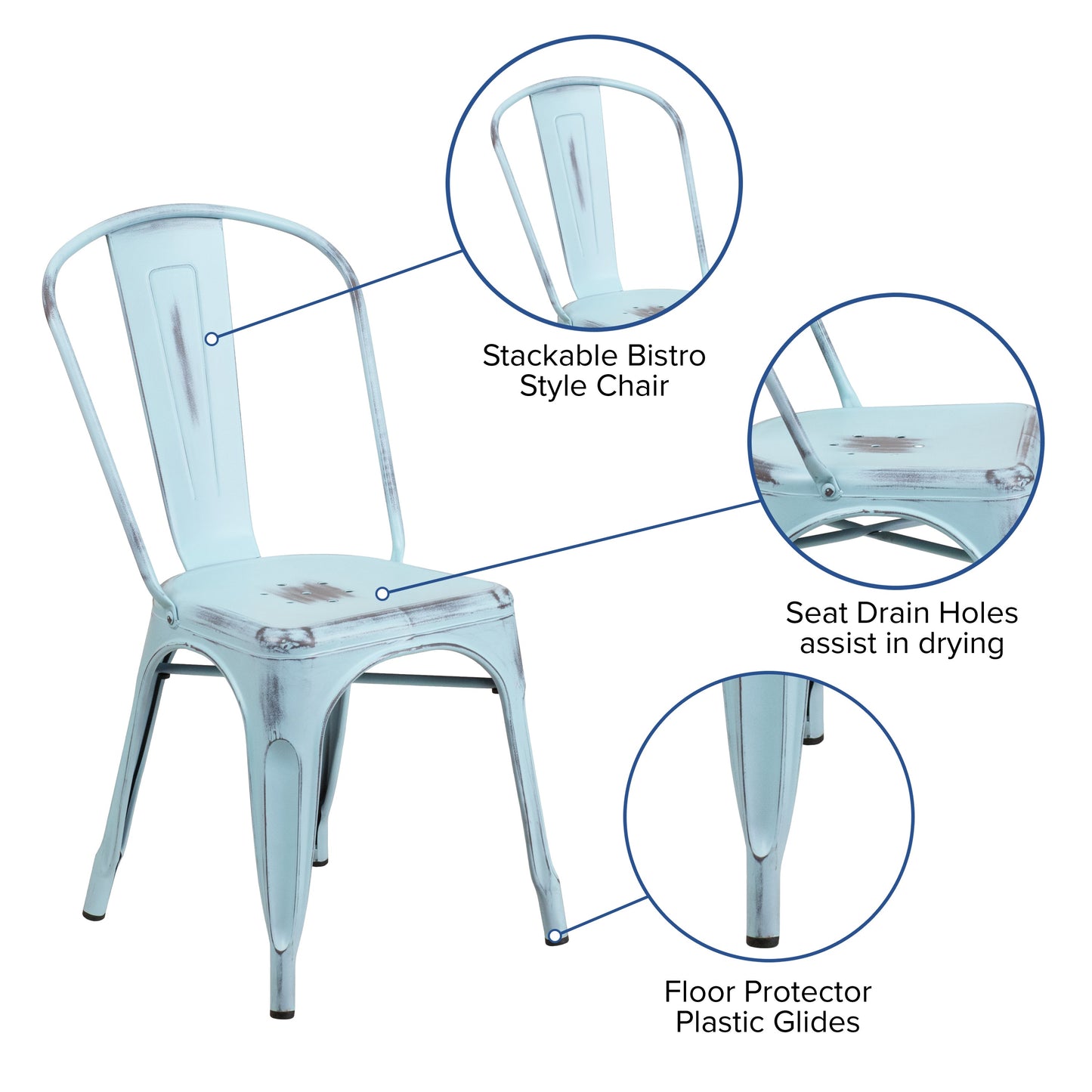 Stackable Metal Bistro Style Chair