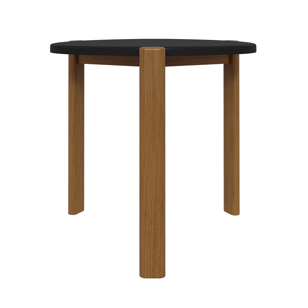 Manhattan Comfort Mid-Century Modern Gales End Table with Solid Wood Legs in Matte Black