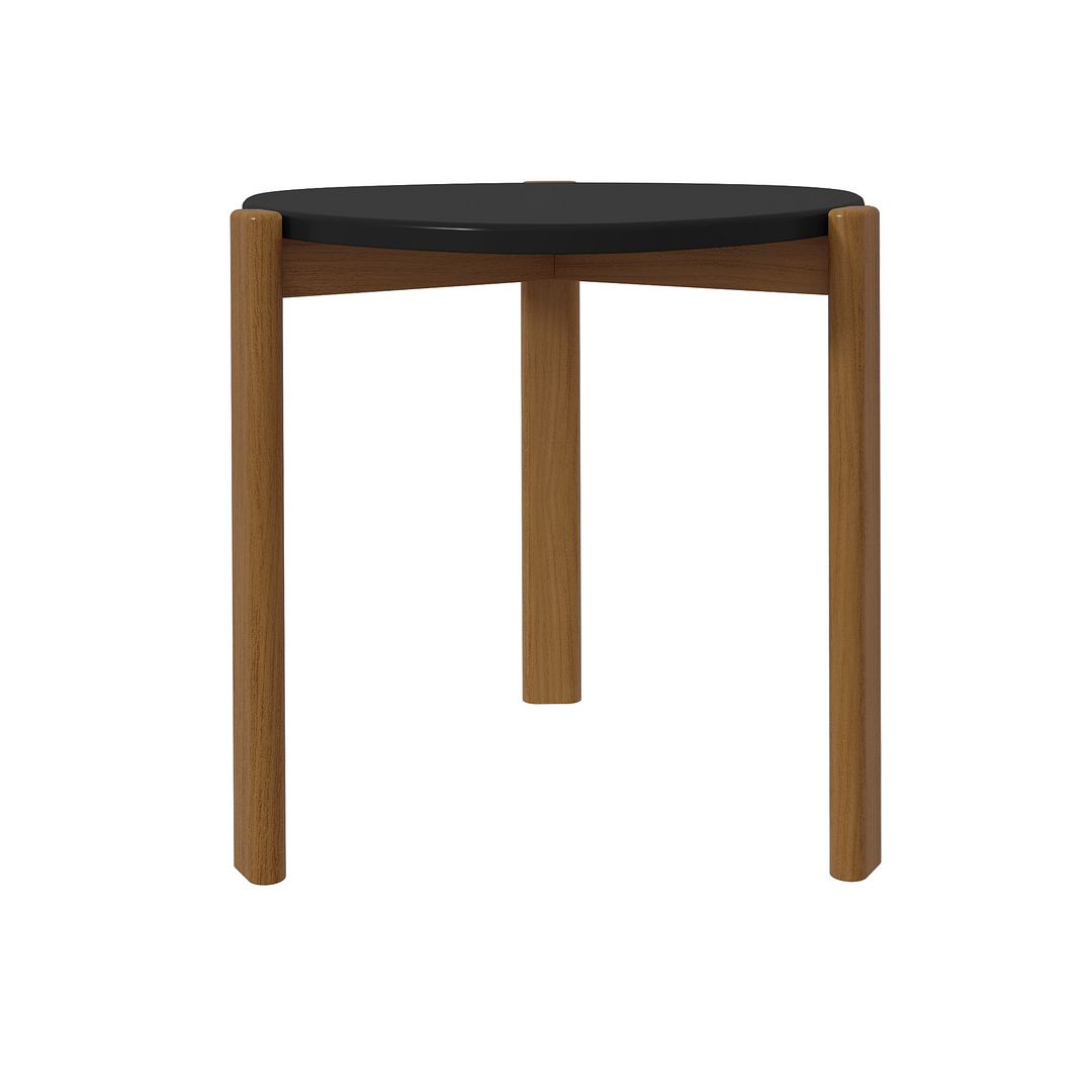 Manhattan Comfort Mid-Century Modern Gales End Table with Solid Wood Legs in Matte Black