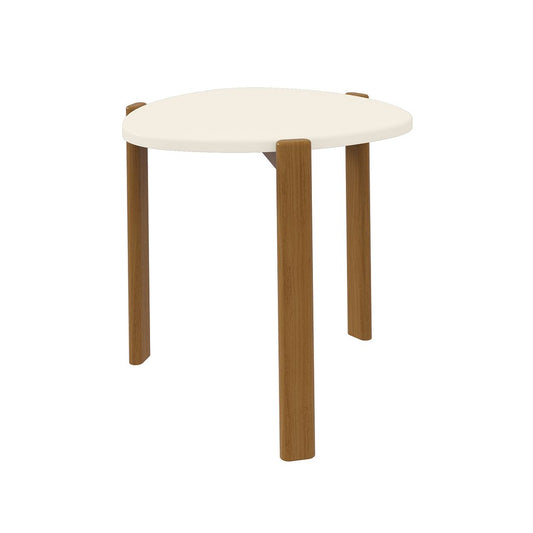 Manhattan Comfort Mid-Century Modern Gales End Table with Solid Wood Legs in Greige