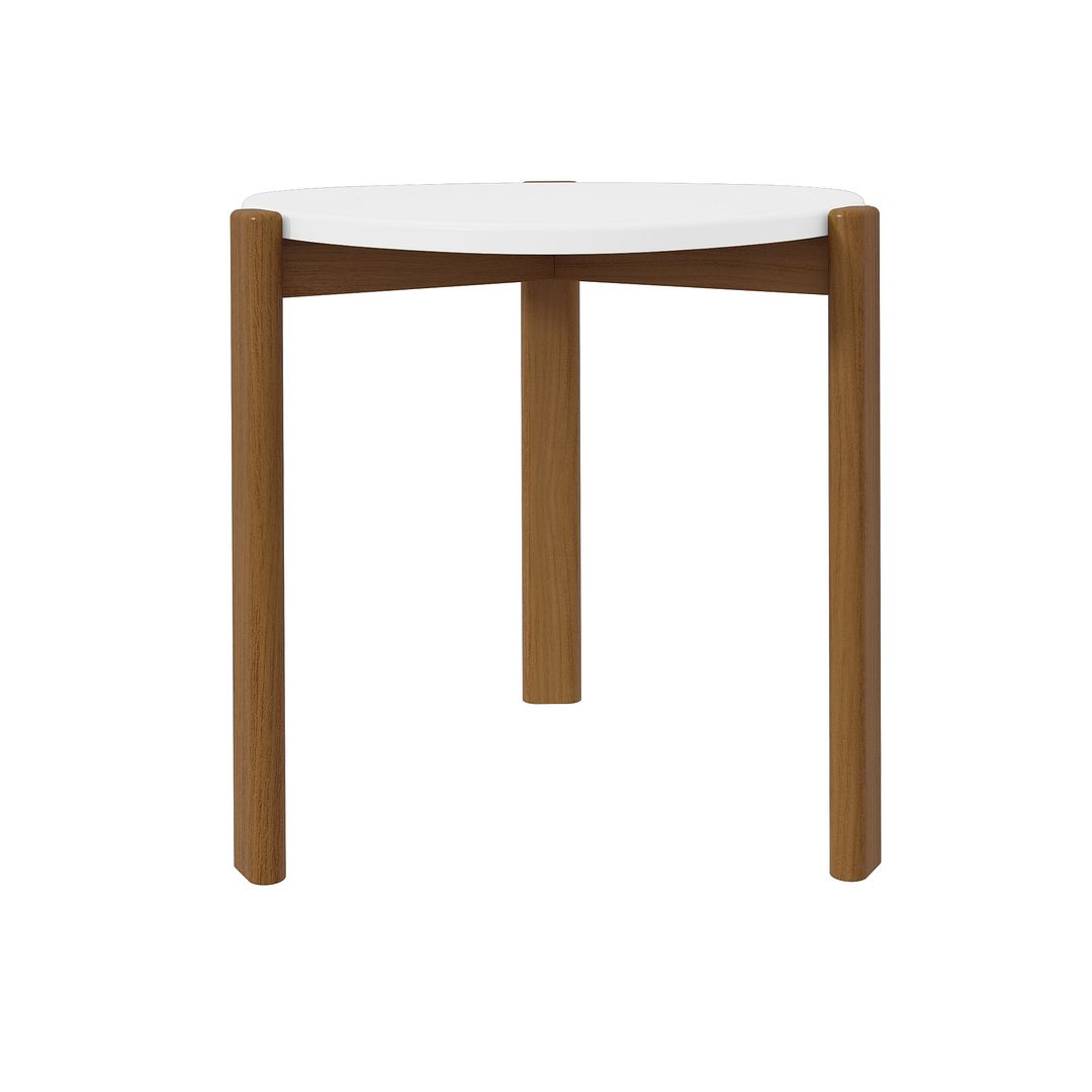 Manhattan Comfort Mid-Century Modern Gales End Table with Solid Wood Legs in Matte White