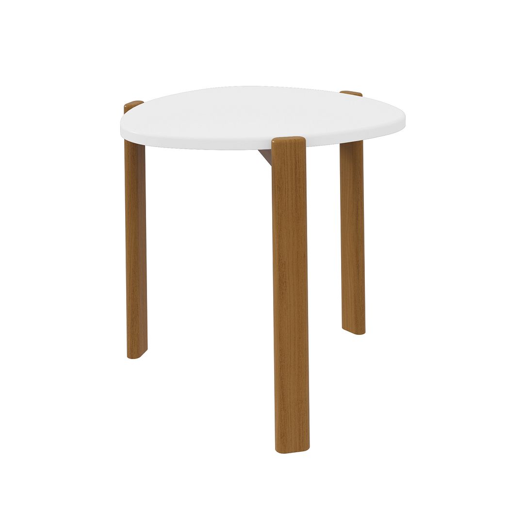 Manhattan Comfort Mid-Century Modern Gales End Table with Solid Wood Legs in Matte White