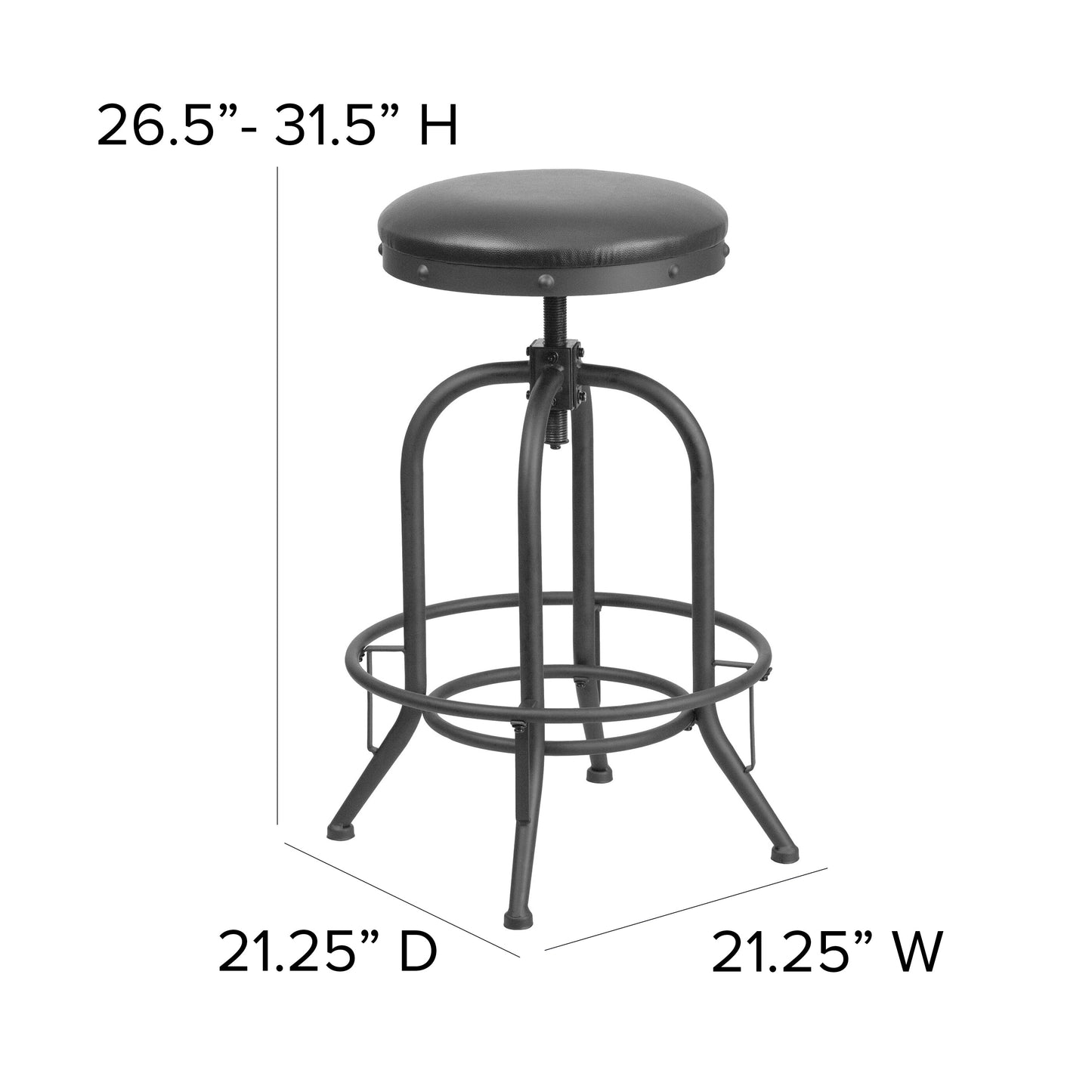 30"H Black Swivel Lift Stool ET-BR542-230-GG