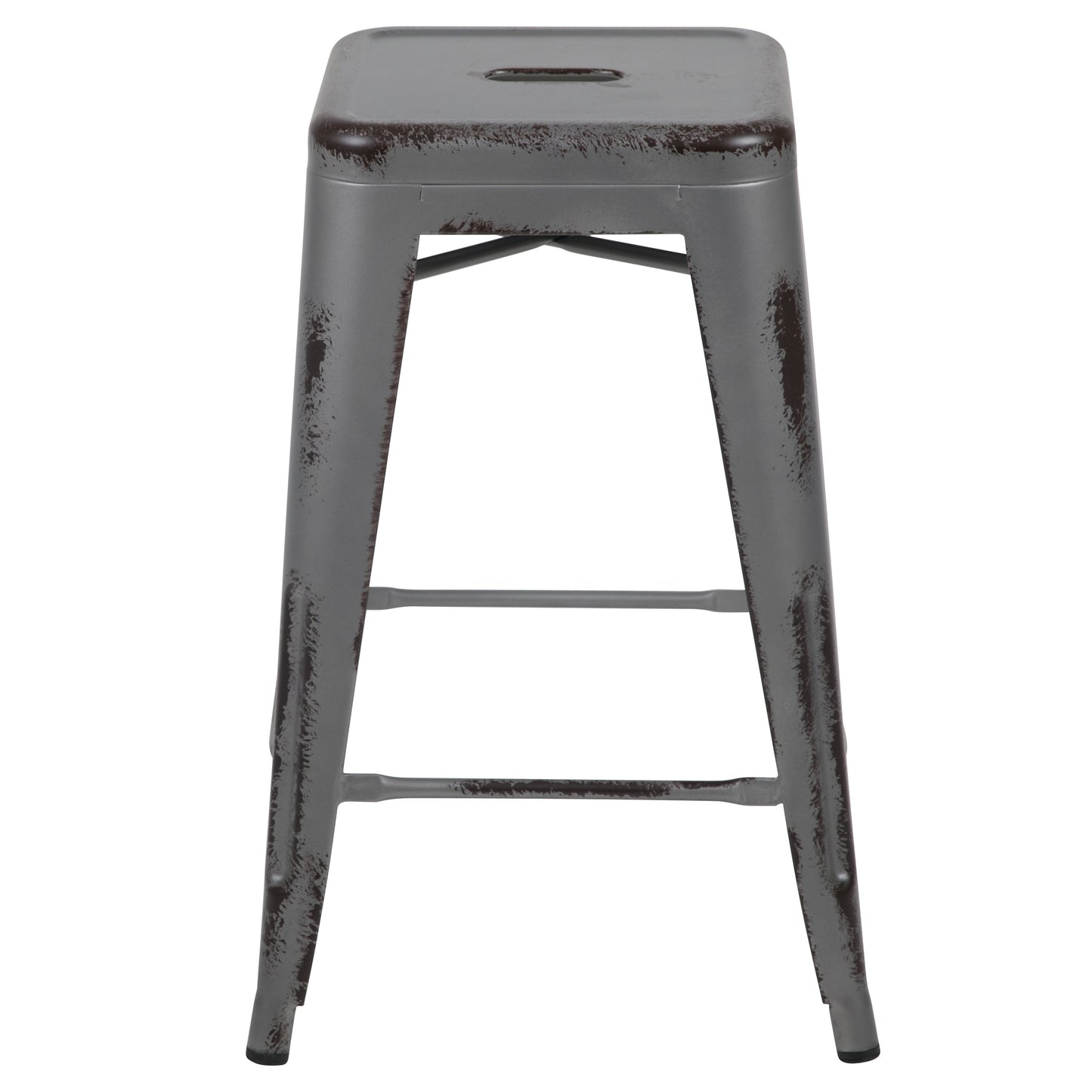 24"H Distressed Silver Stool ET-BT3503-24-SIL-GG