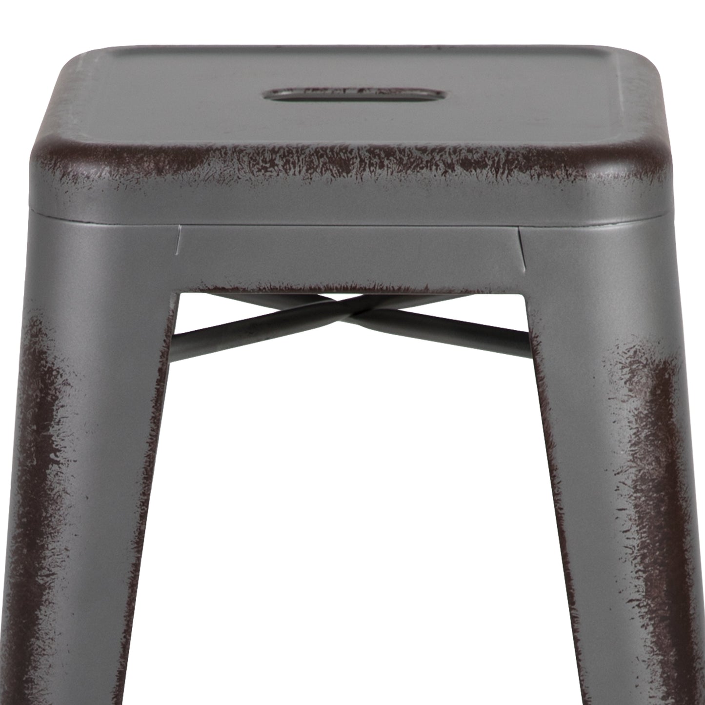 24"H Distressed Silver Stool ET-BT3503-24-SIL-GG