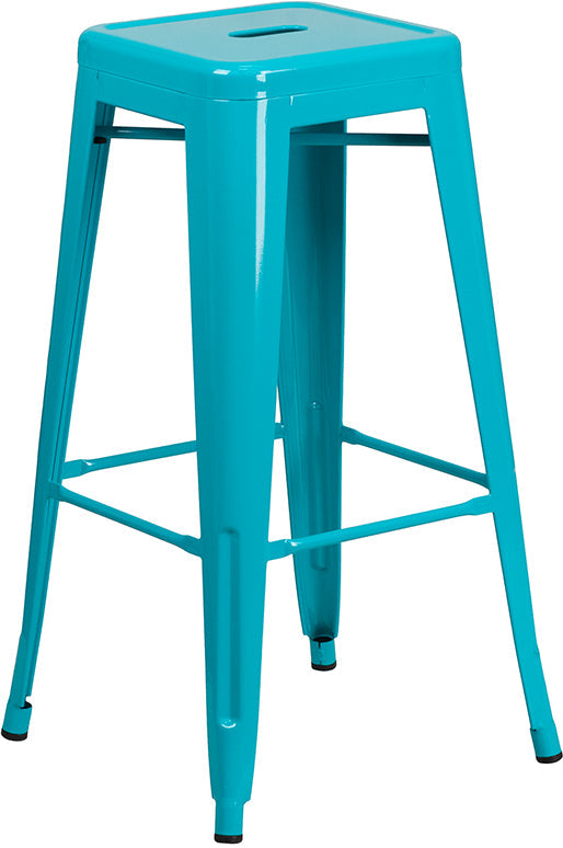 30" Teal No Back Metal Stool ET-BT3503-30-CB-GG