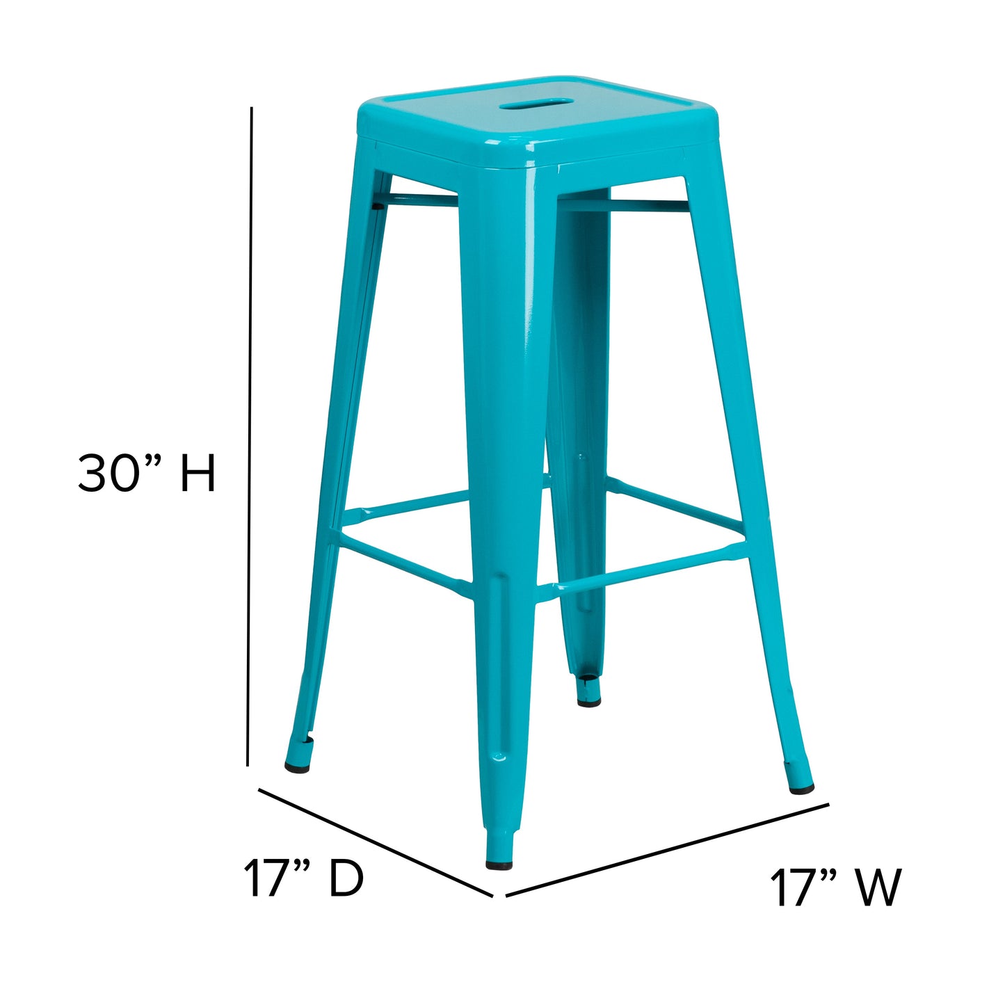 30" Teal No Back Metal Stool ET-BT3503-30-CB-GG