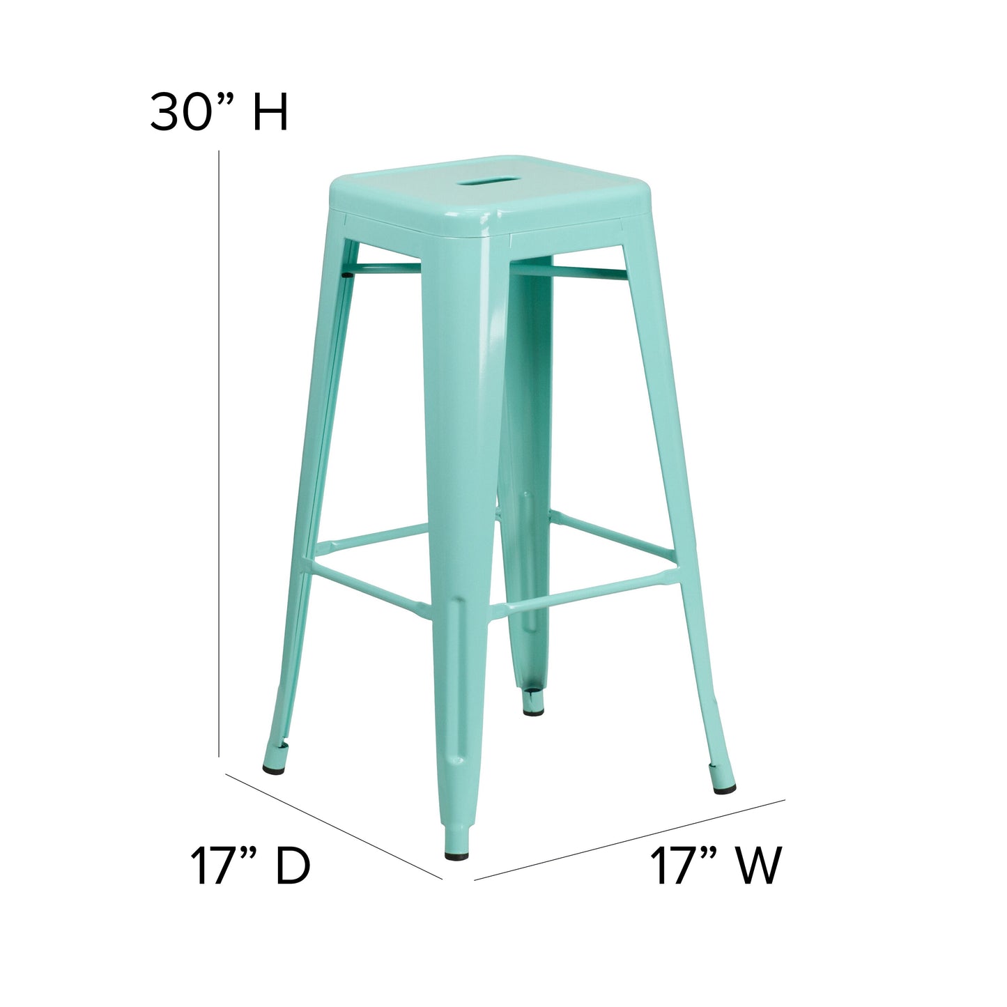 30" Mint No Back Metal Stool ET-BT3503-30-MINT-GG