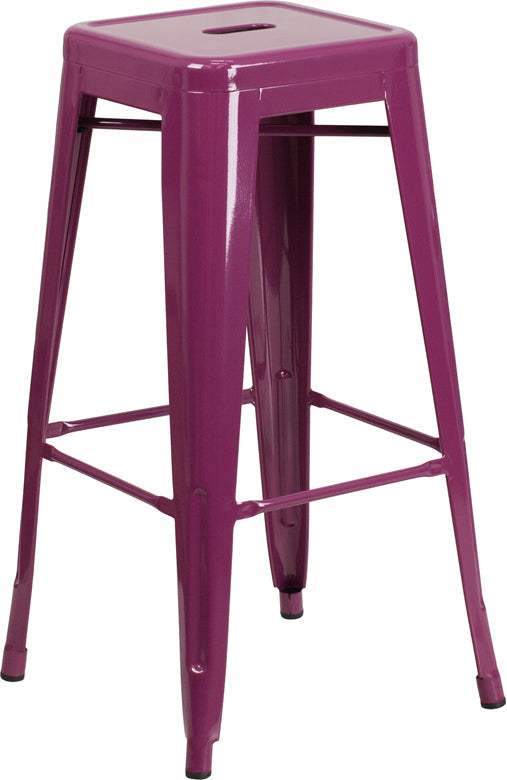 30" Purp No Back Metal Stool ET-BT3503-30-PUR-GG