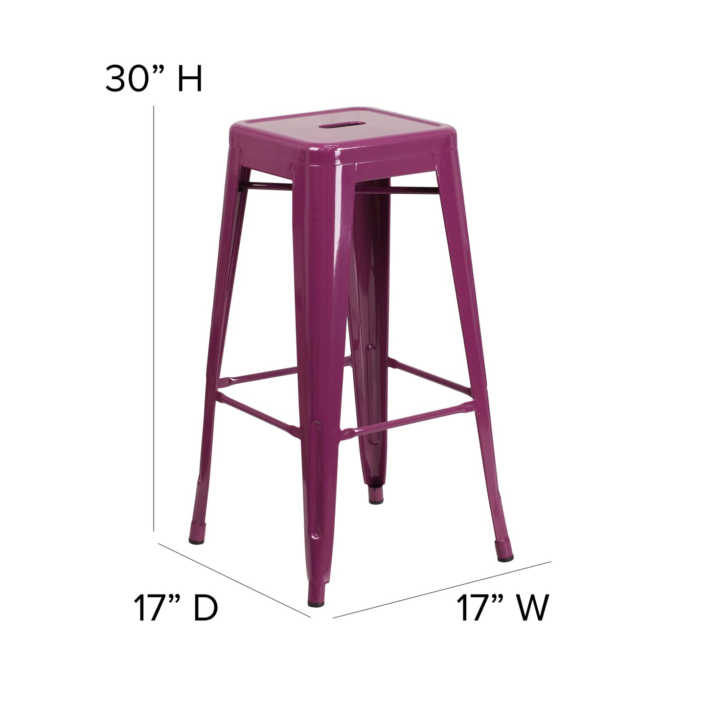 30" Purp No Back Metal Stool ET-BT3503-30-PUR-GG