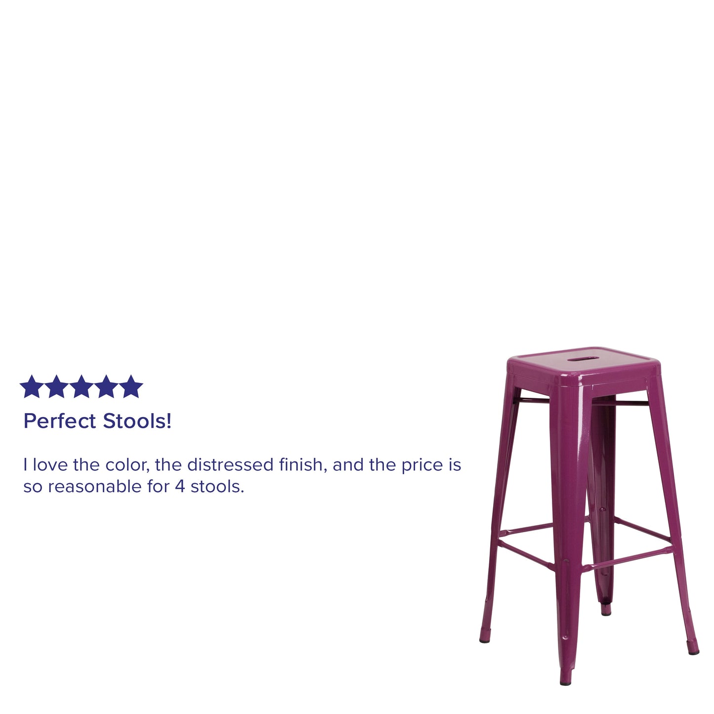 30" Purp No Back Metal Stool ET-BT3503-30-PUR-GG