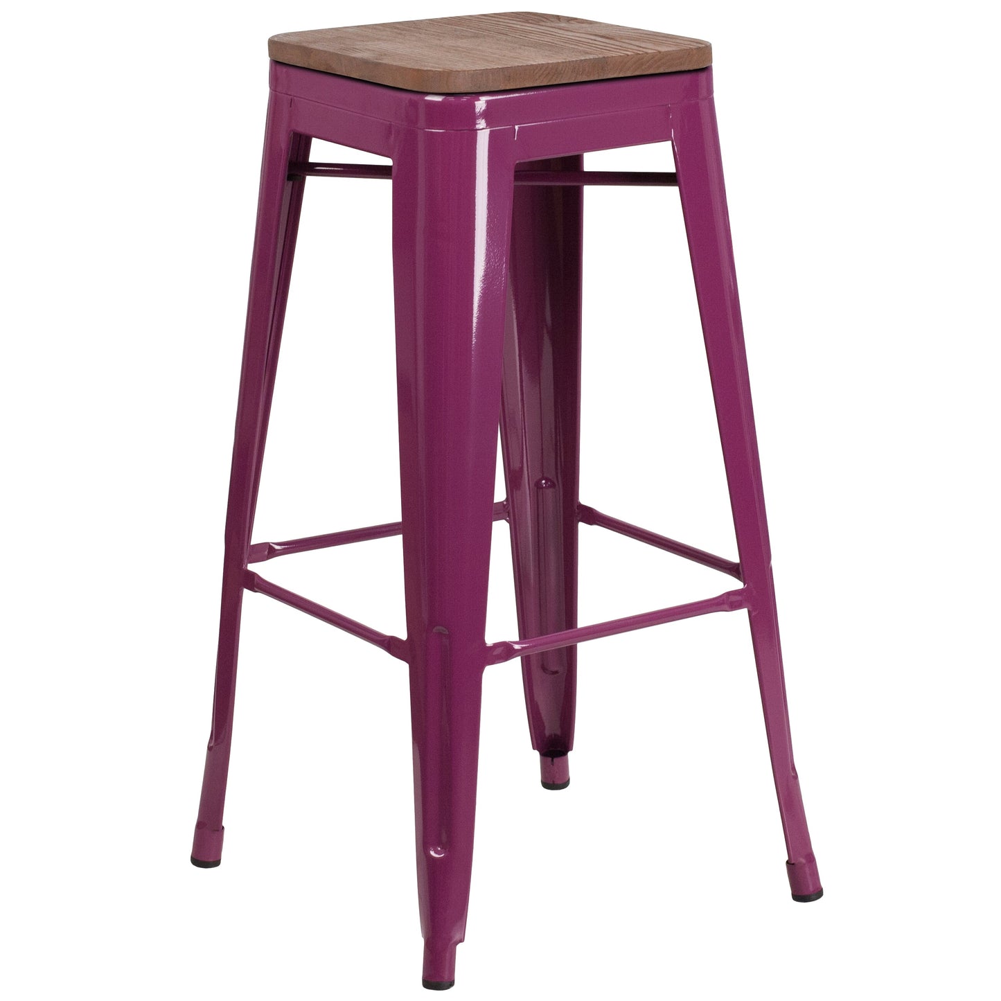 30" Purple No Back Metal Stool ET-BT3503-30-PUR-WD-GG