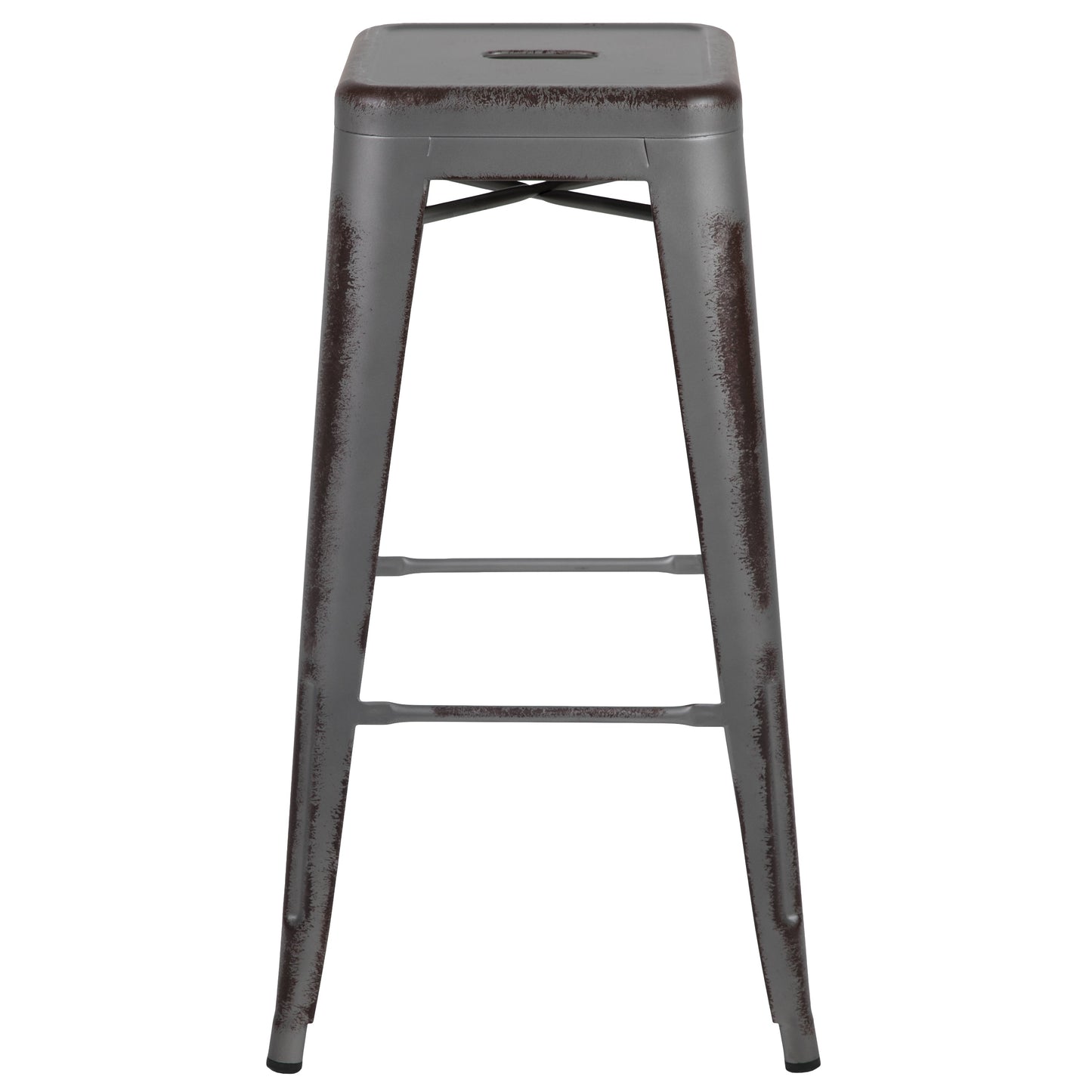 30"H Distressed Silver Stool ET-BT3503-30-SIL-GG