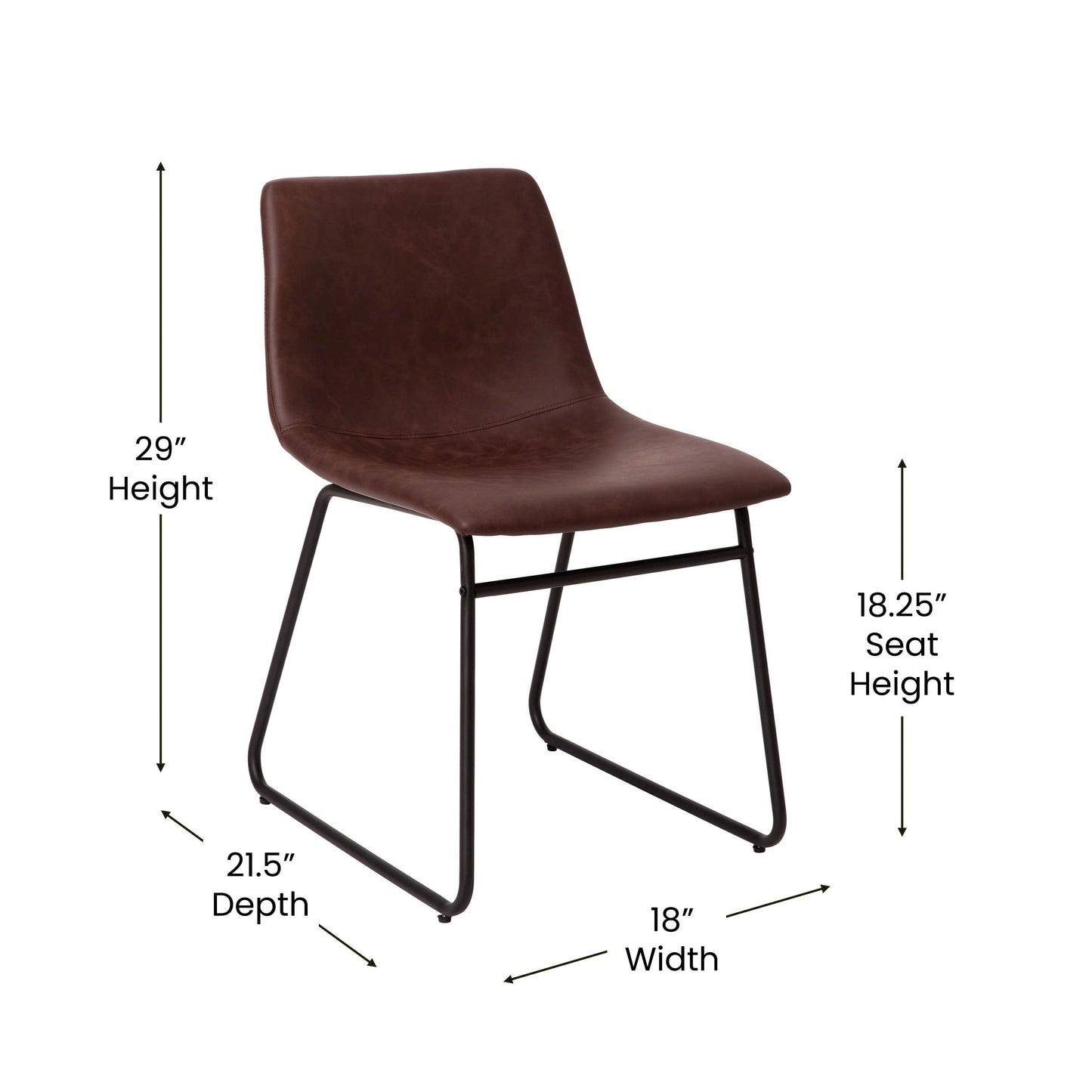 2Pk 18" Dk Brown Dining Chairs ET-ER18345-18-DB-BK-GG