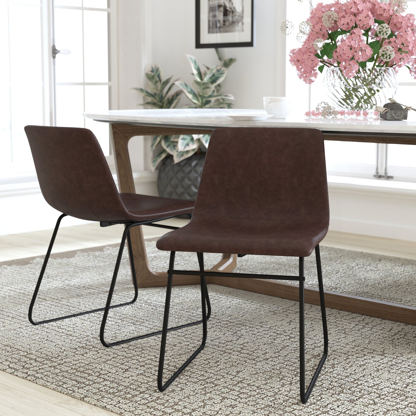 2Pk 18" Dk Brown Dining Chairs ET-ER18345-18-DB-BK-GG