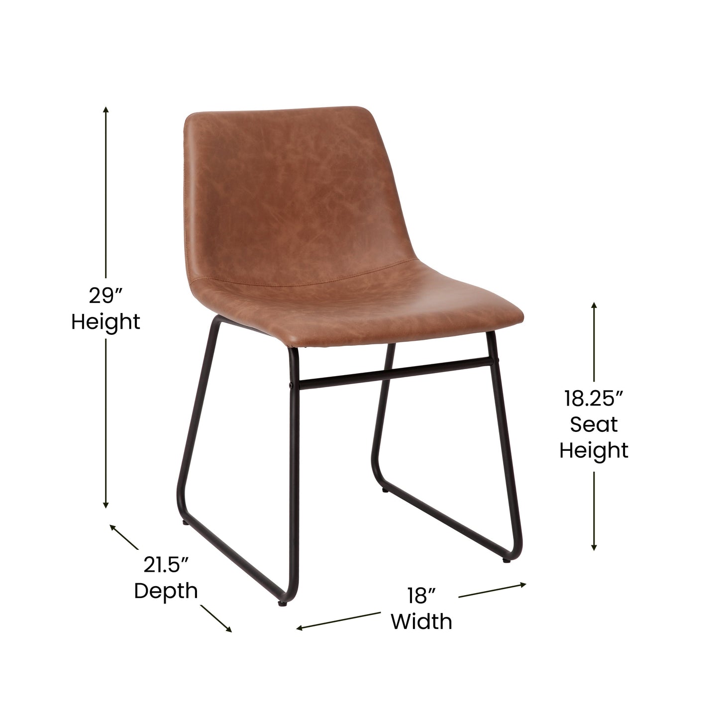 2Pk 18" Lt Brown Dining Chairs ET-ER18345-18-LB-BK-GG