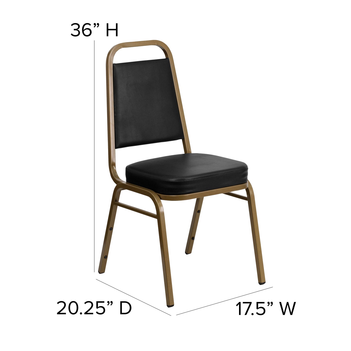 Black Vinyl Banquet Chair FD-BHF-1-ALLGOLD-BK-GG