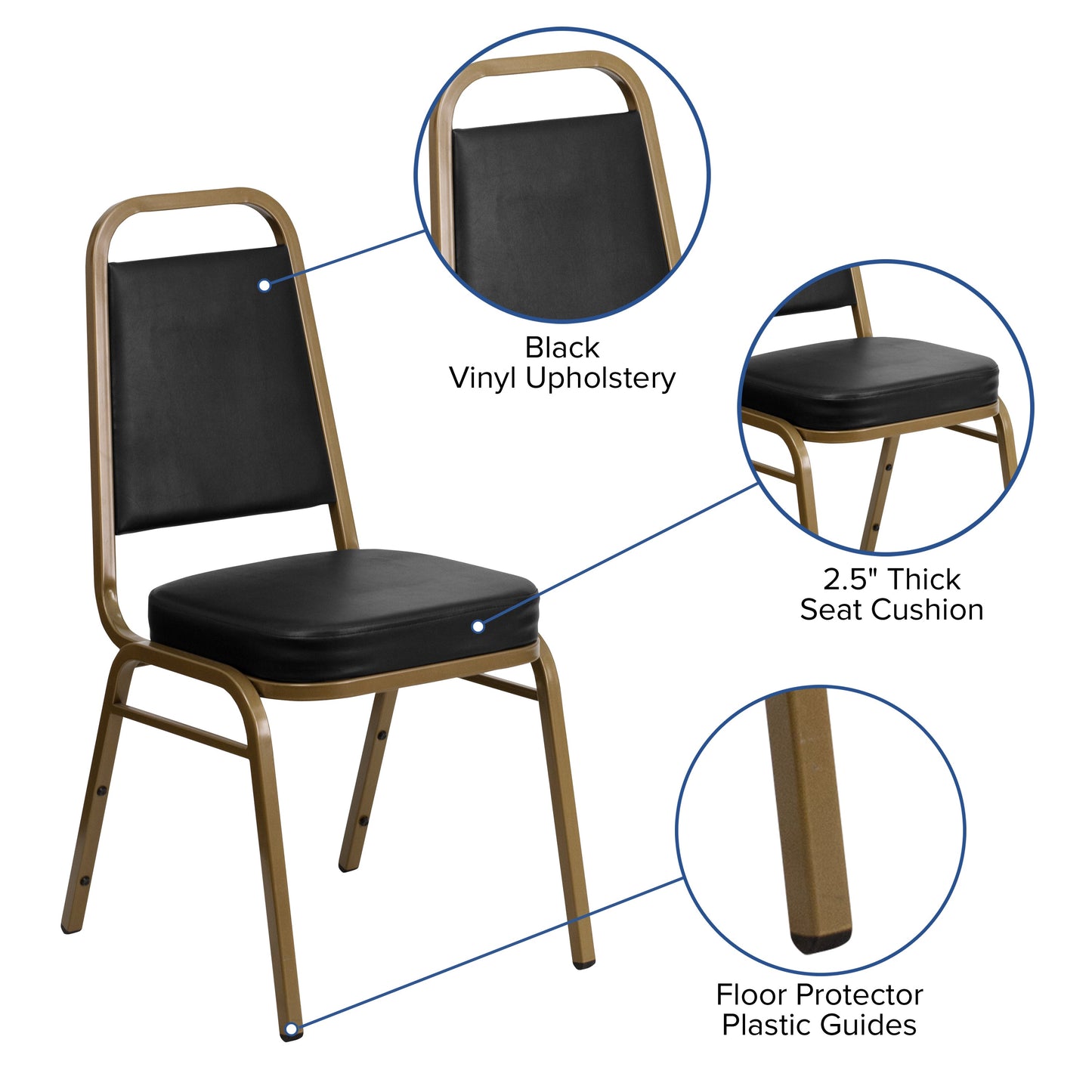 Black Vinyl Banquet Chair FD-BHF-1-ALLGOLD-BK-GG