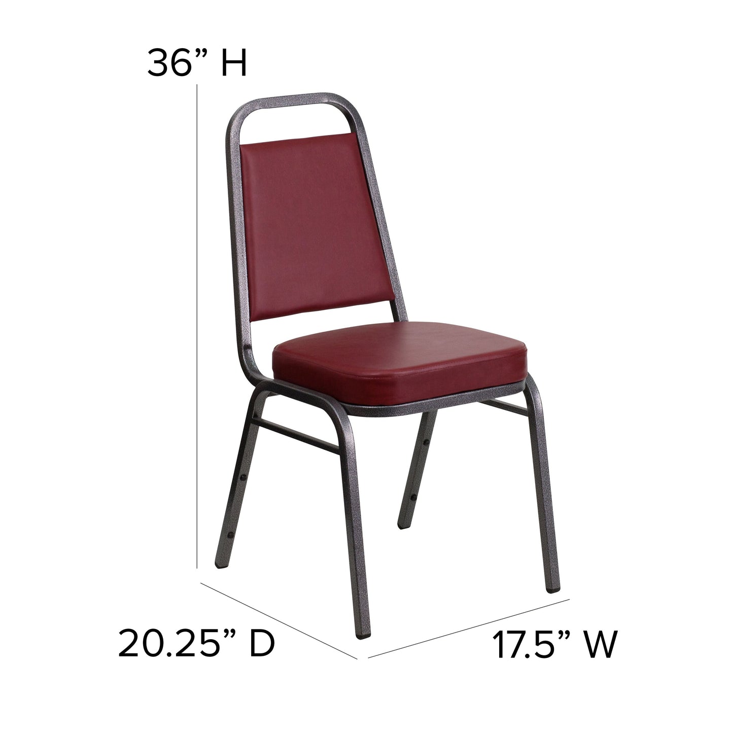 Burgundy Vinyl Banquet Chair FD-BHF-1-SILVERVEIN-BY-GG