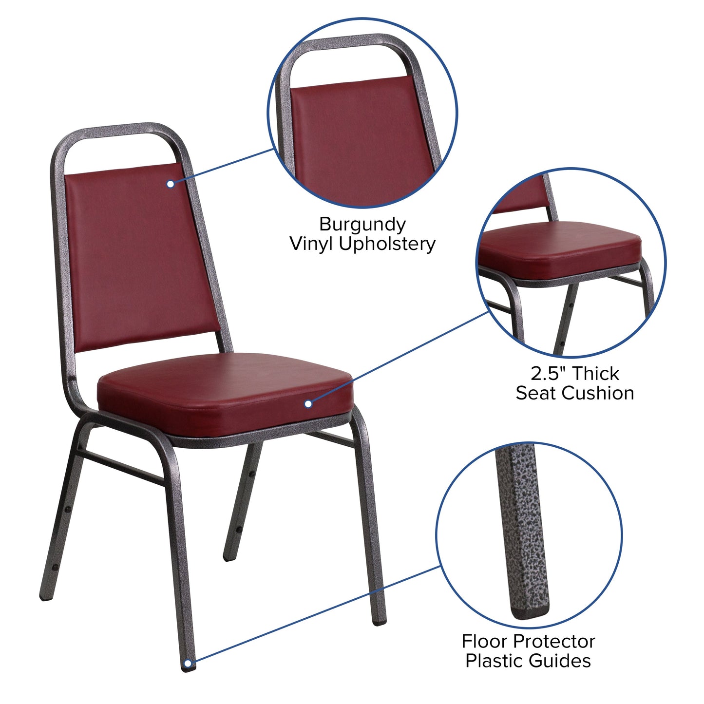 Burgundy Vinyl Banquet Chair FD-BHF-1-SILVERVEIN-BY-GG