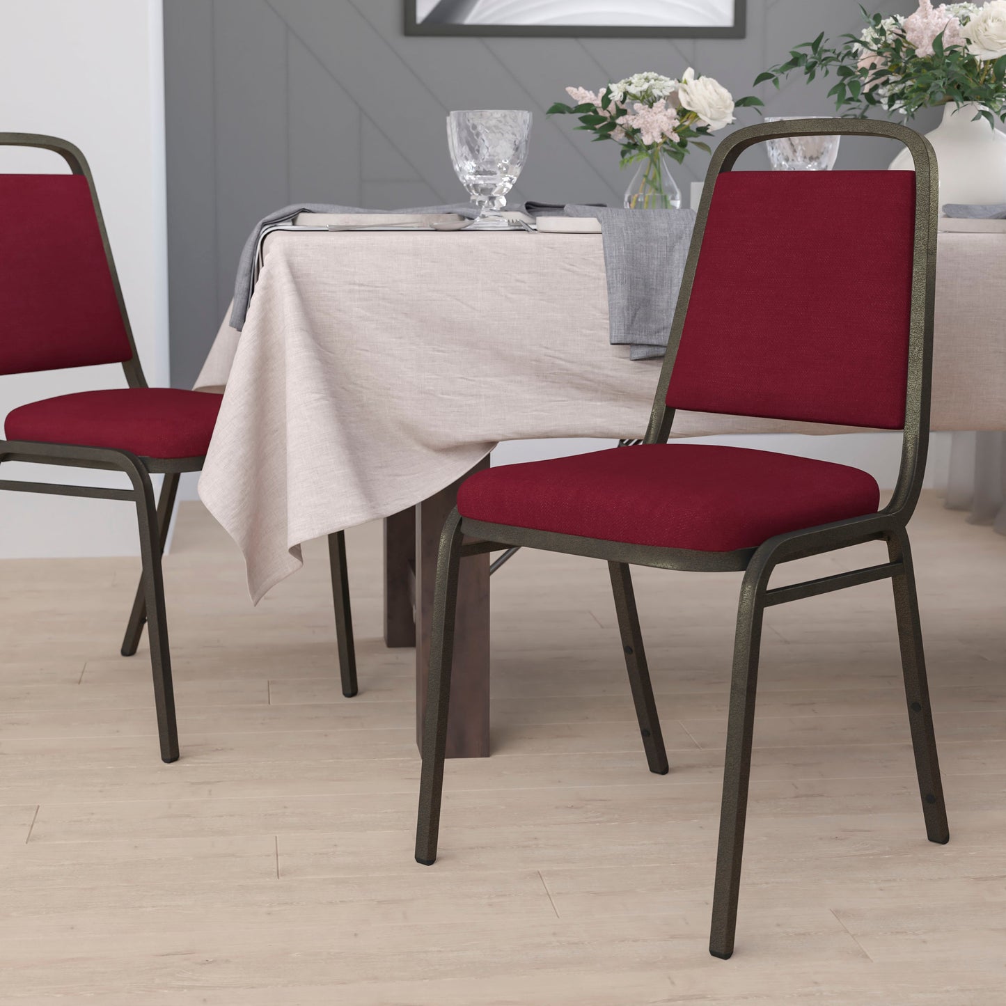 Burgundy Fabric Banquet Chair FD-BHF-2-BY-GG