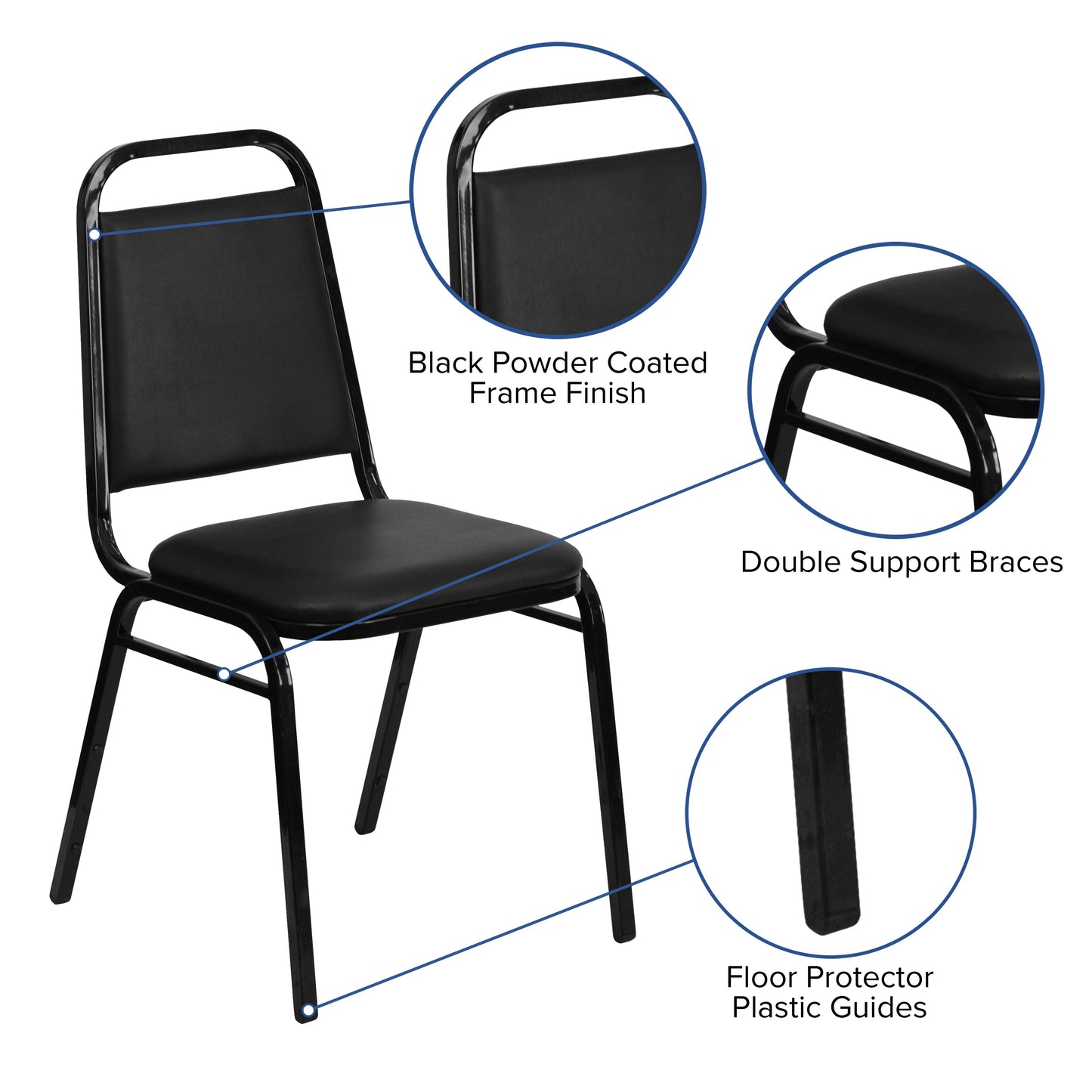 Black Vinyl Banquet Chair FD-BHF-2-GG