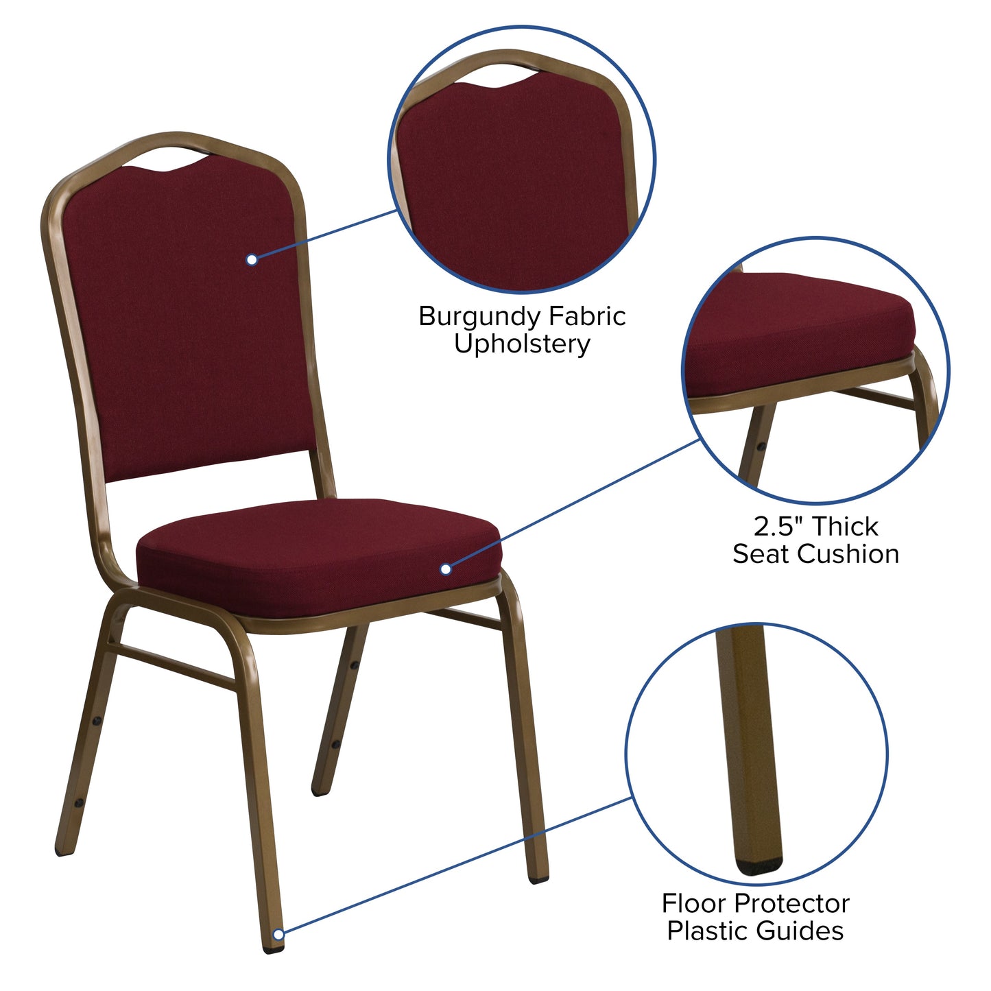 Burgundy Fabric Banquet Chair FD-C01-ALLGOLD-3169-GG