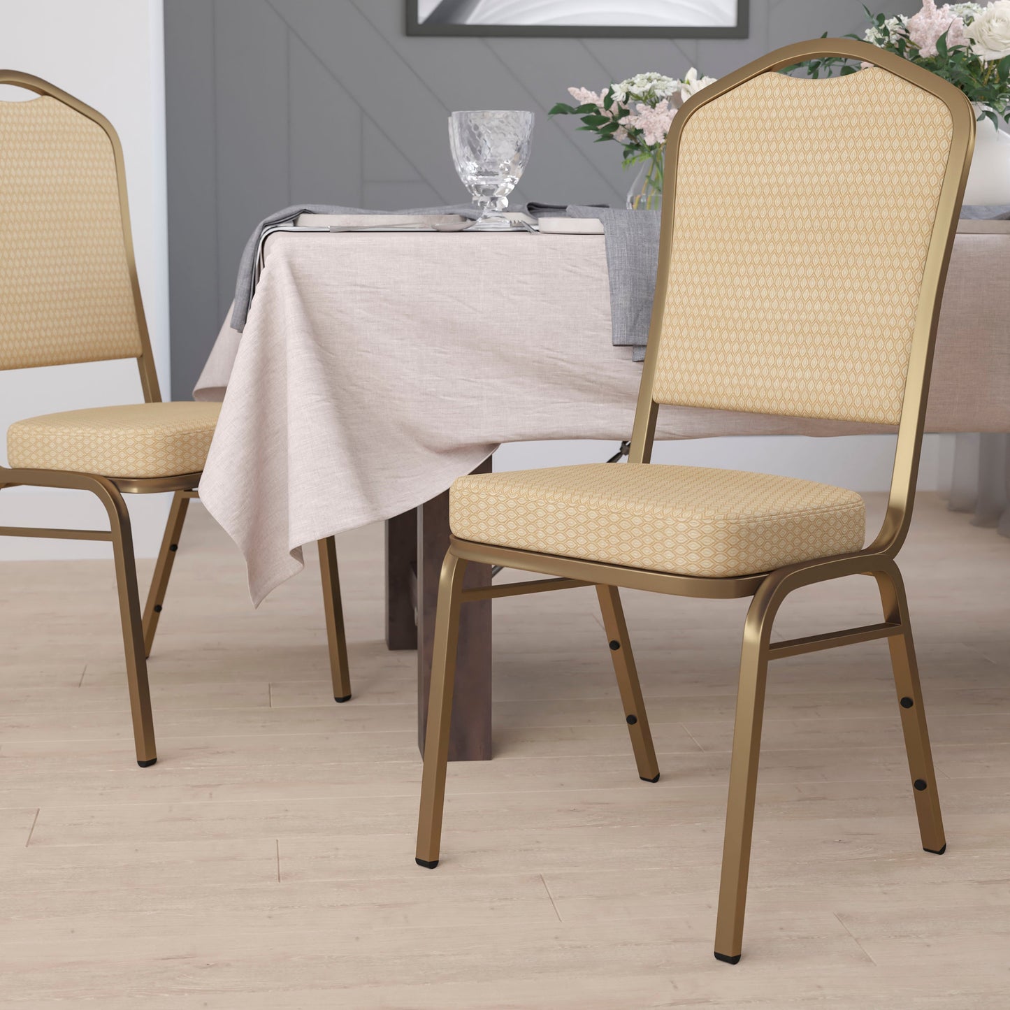 Beige Fabric Banquet Chair FD-C01-ALLGOLD-H20124E-GG