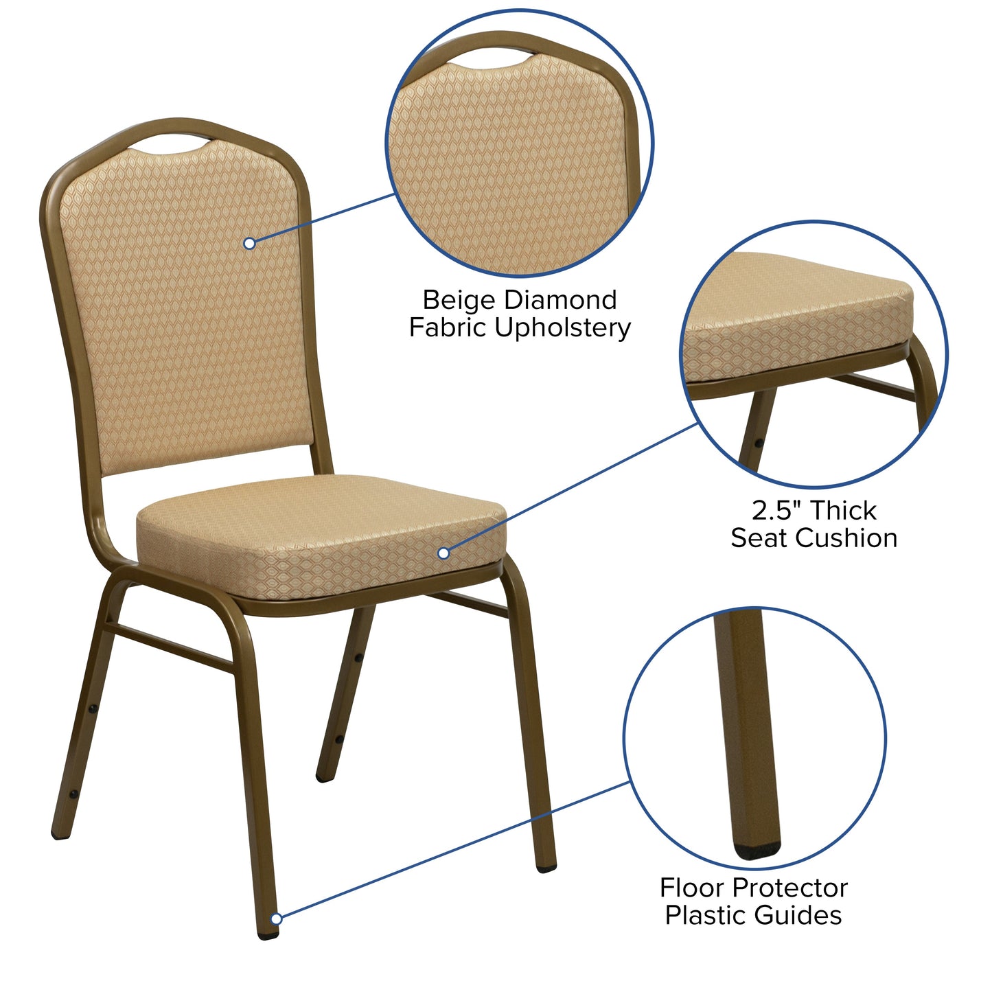 Beige Fabric Banquet Chair FD-C01-ALLGOLD-H20124E-GG