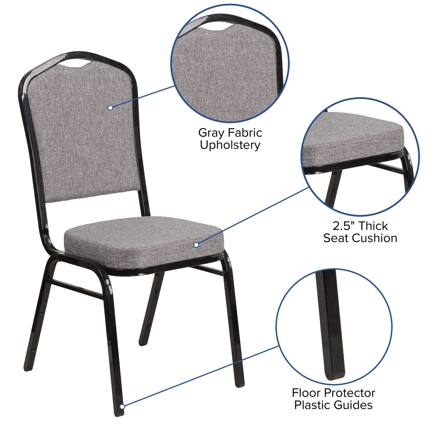 Gray Fabric Banquet Chair FD-C01-B-5-GG