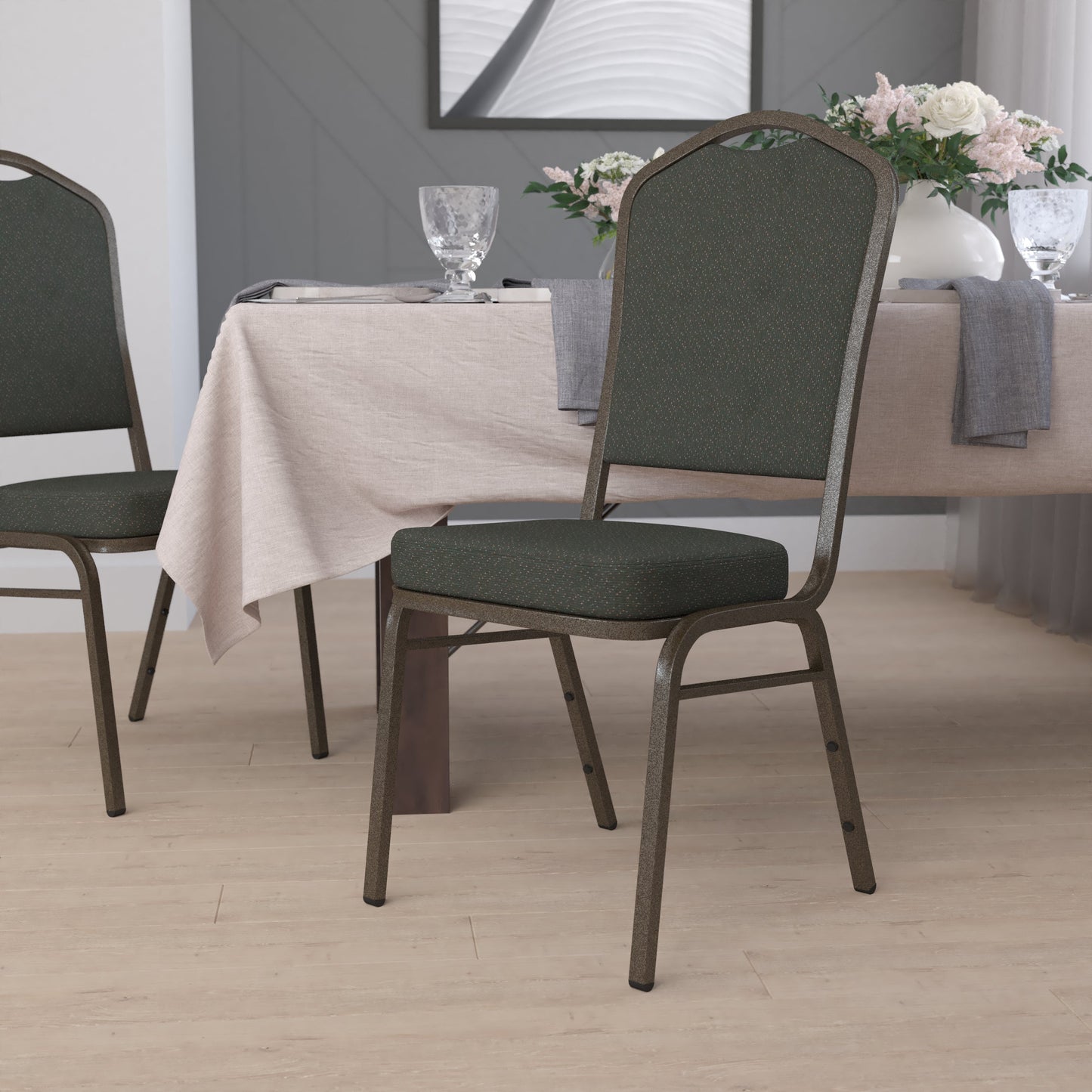 Green Fabric Banquet Chair FD-C01-GOLDVEIN-0640-GG