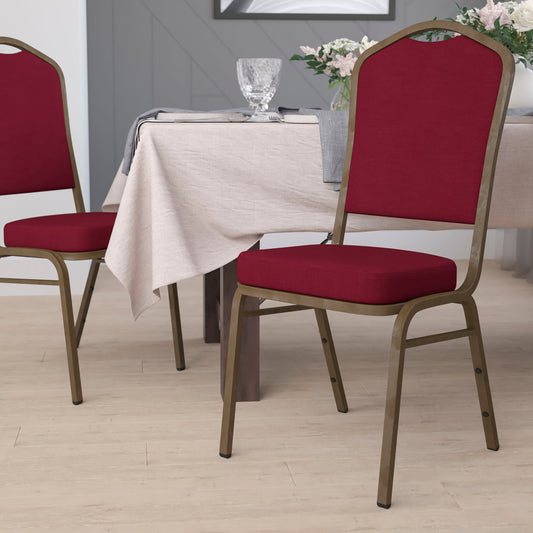 Burgundy Fabric Banquet Chair FD-C01-GOLDVEIN-3169-GG