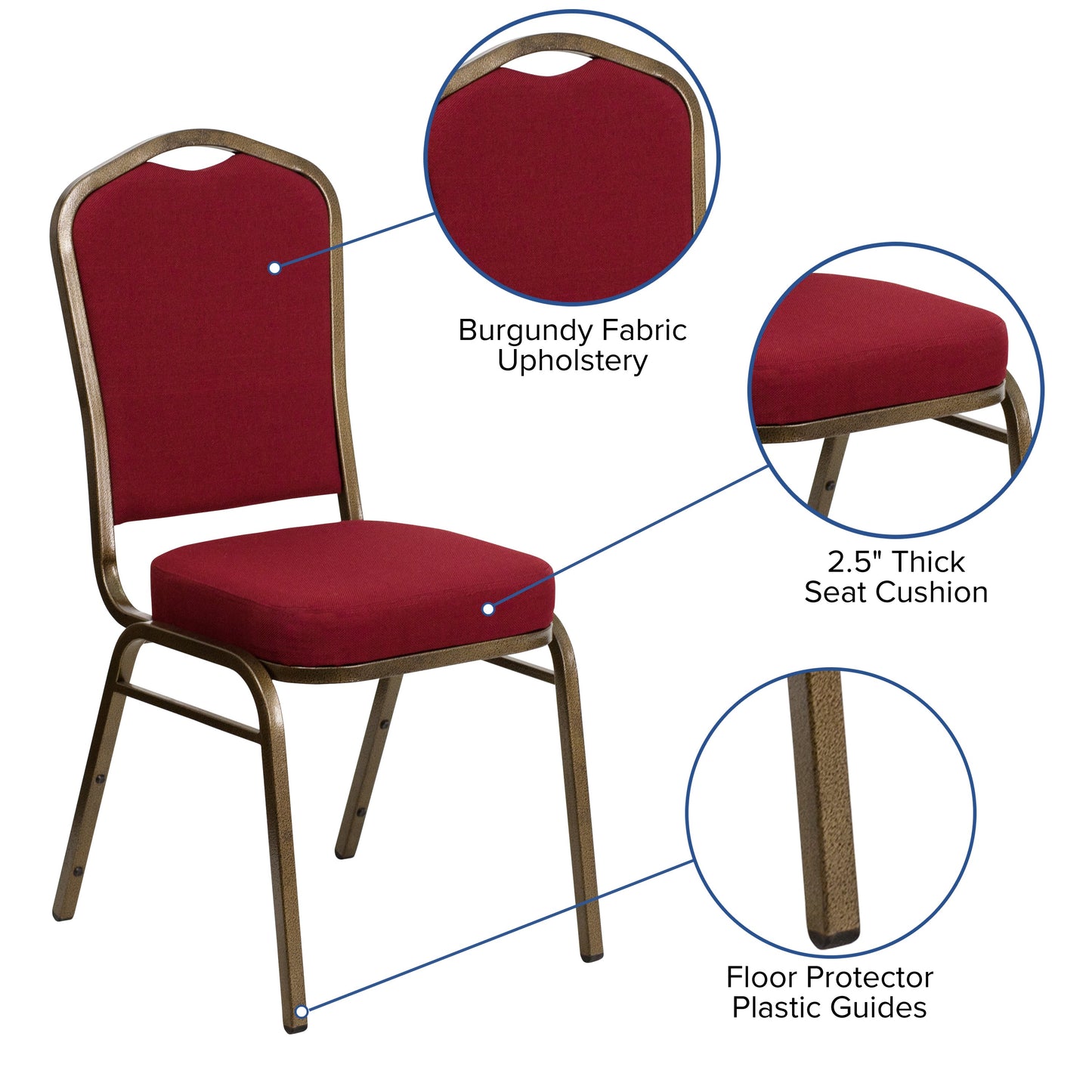 Burgundy Fabric Banquet Chair FD-C01-GOLDVEIN-3169-GG