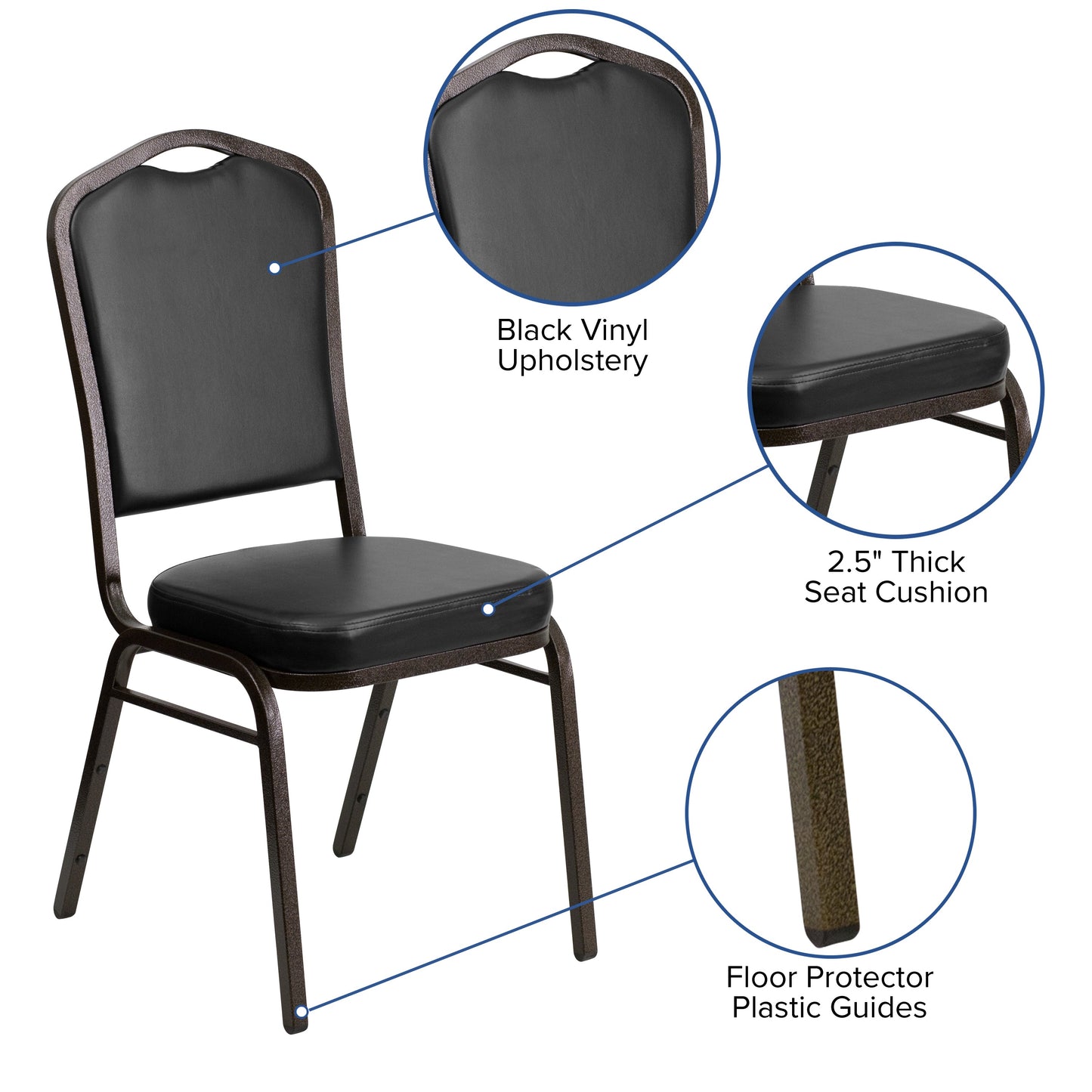 Black Vinyl Banquet Chair FD-C01-GOLDVEIN-BK-VY-GG