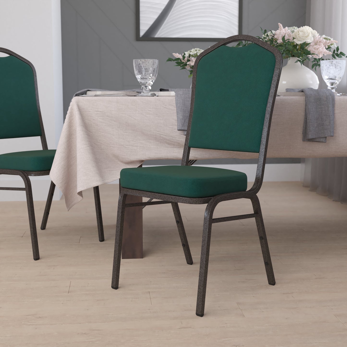 Green Fabric Banquet Chair FD-C01-GOLDVEIN-GN-GG