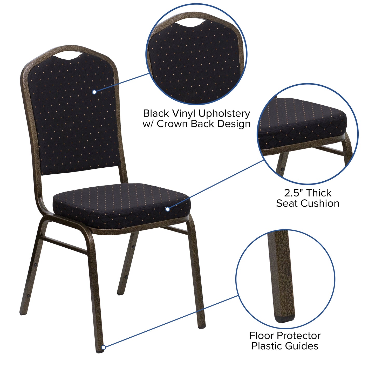 Black Fabric Banquet Chair FD-C01-GOLDVEIN-S0806-GG