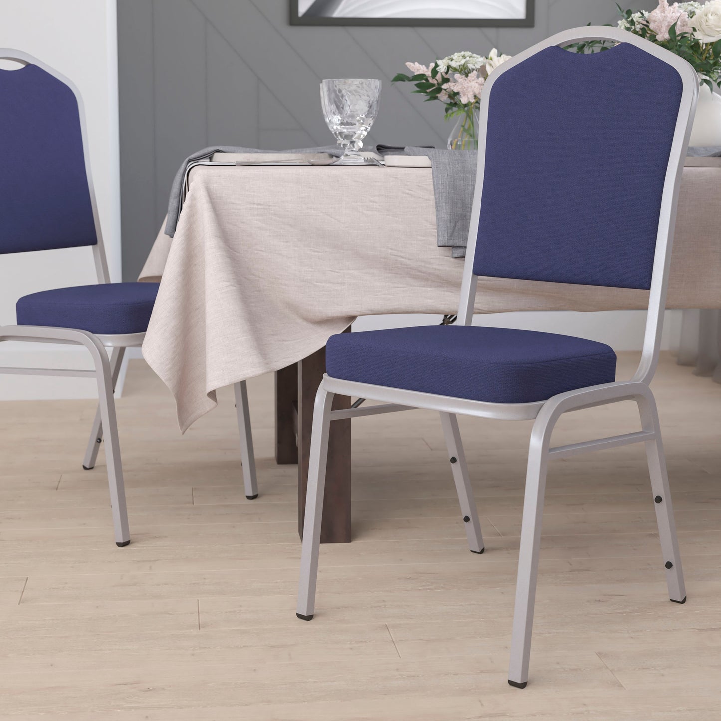 Navy Fabric Banquet Chair FD-C01-S-2-GG