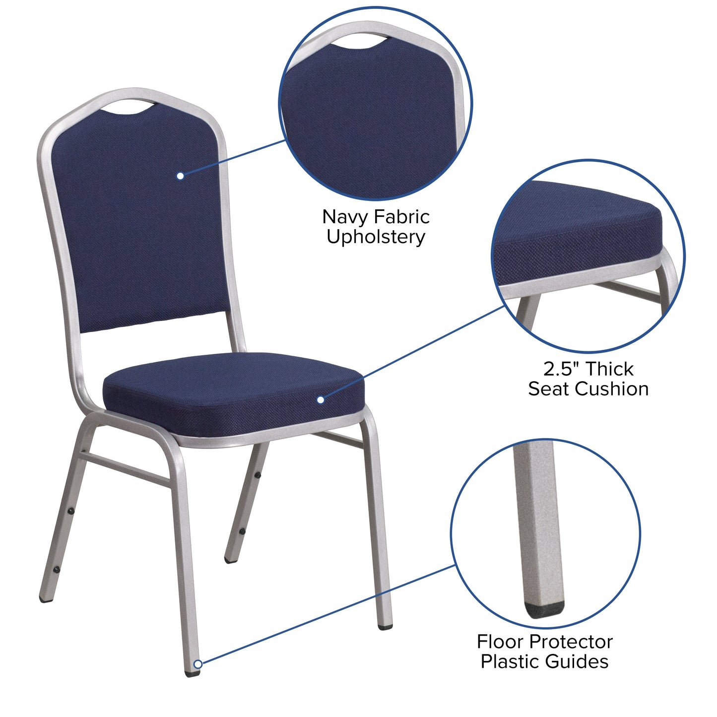 Navy Fabric Banquet Chair FD-C01-S-2-GG