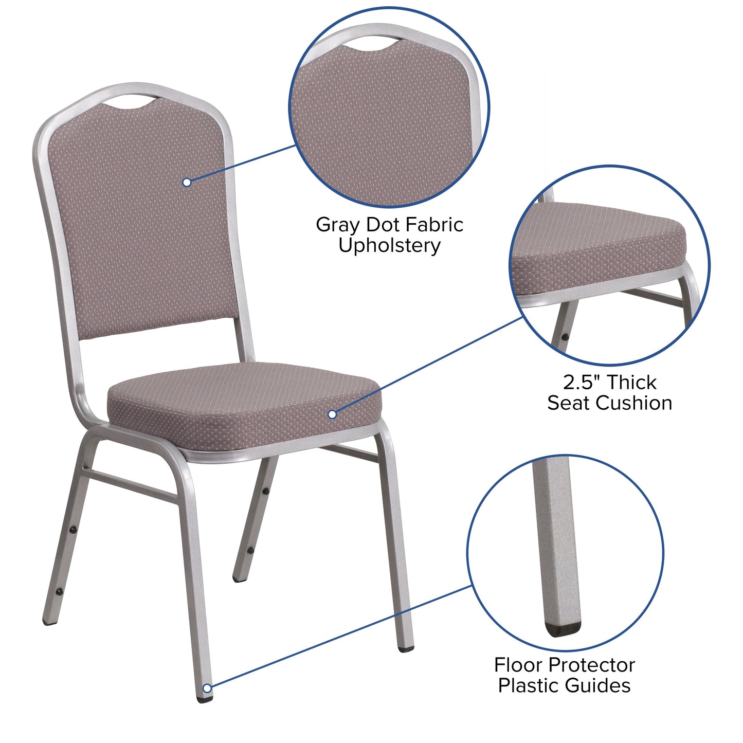 Gray Fabric Banquet Chair FD-C01-S-6-GG