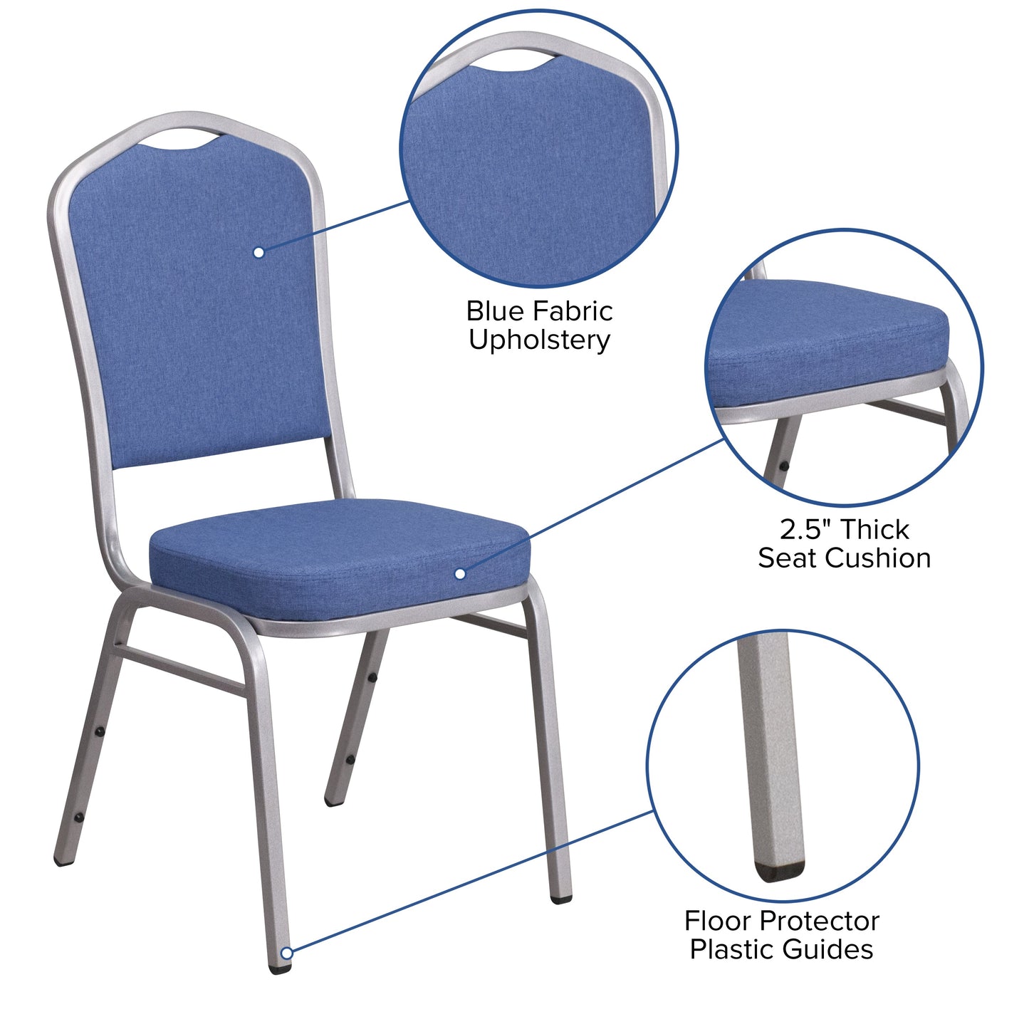 Blue Fabric Banquet Chair FD-C01-S-7-GG