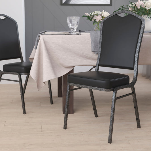 Black Vinyl Banquet Chair FD-C01-SILVERVEIN-BK-VY-GG