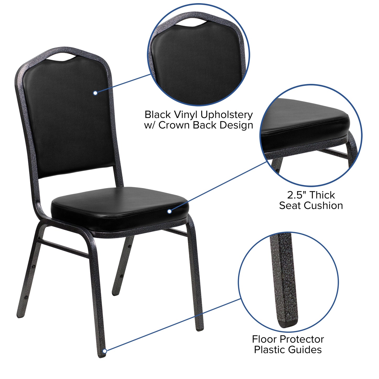 Black Vinyl Banquet Chair FD-C01-SILVERVEIN-BK-VY-GG