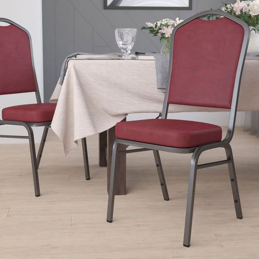 Burgundy Vinyl Banquet Chair FD-C01-SILVERVEIN-BURG-VY-GG