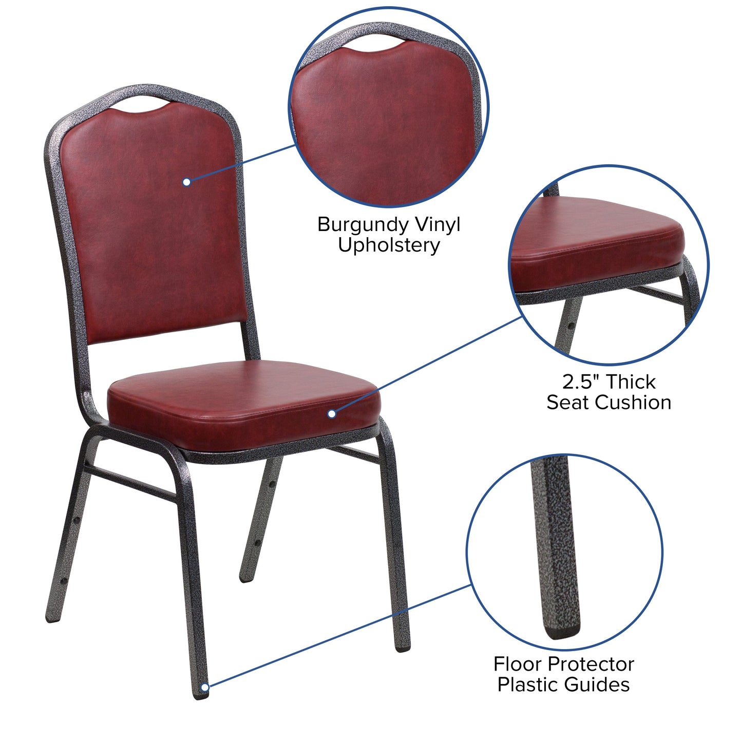 Burgundy Vinyl Banquet Chair FD-C01-SILVERVEIN-BURG-VY-GG