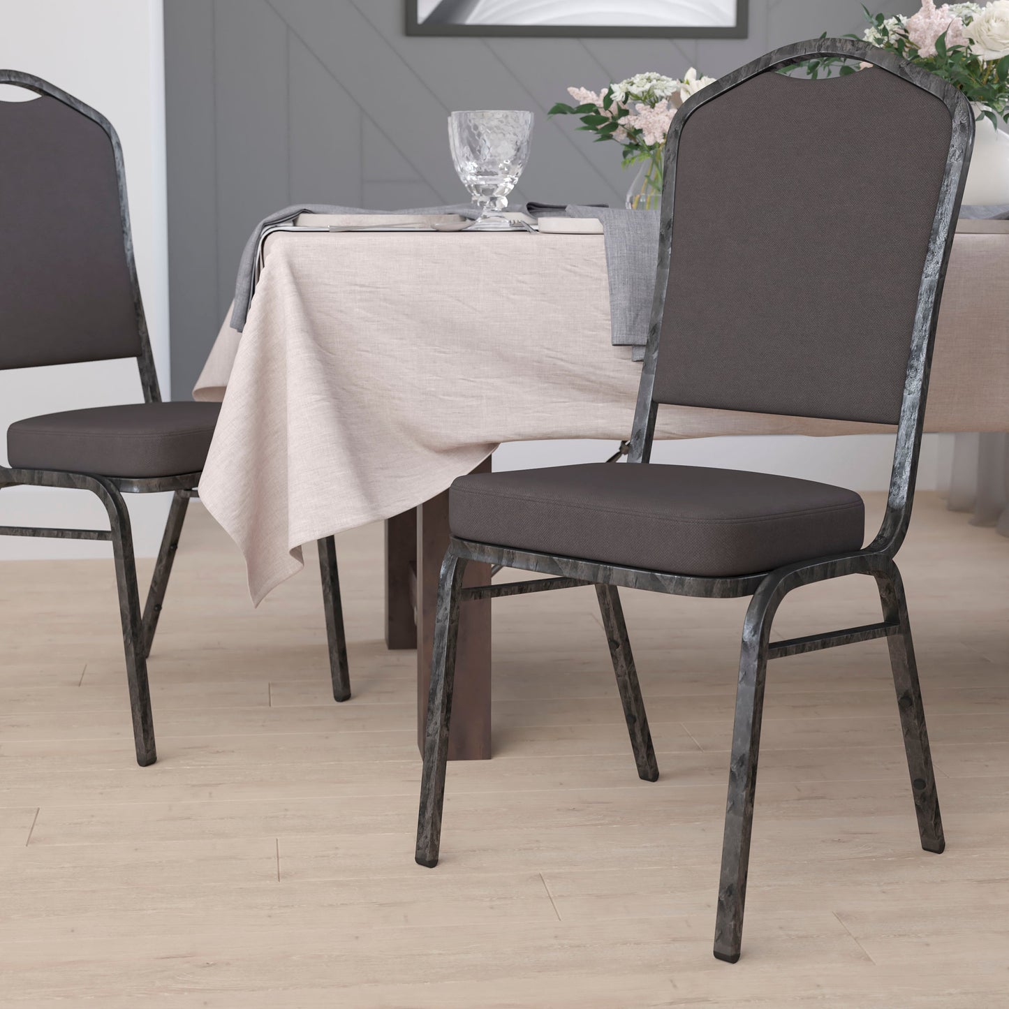 Gray Fabric Banquet Chair FD-C01-SILVERVEIN-GY-GG