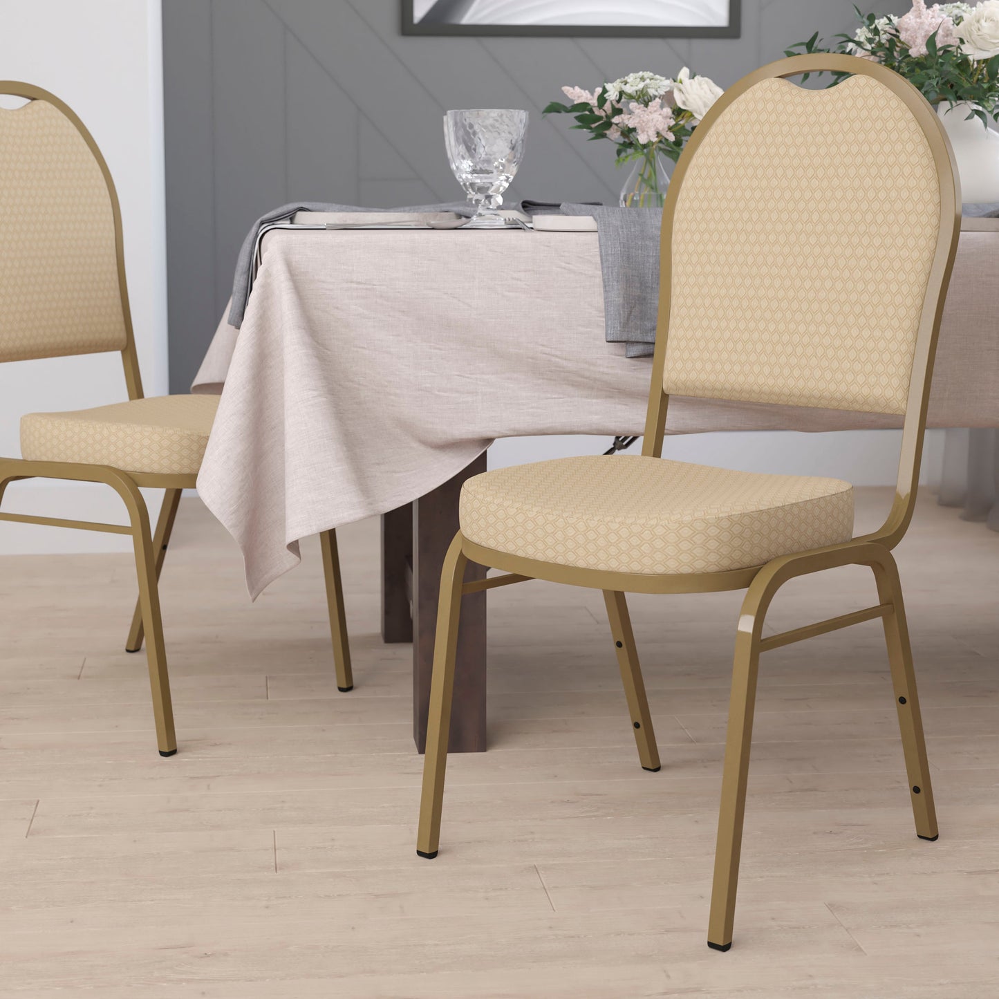 Beige Fabric Banquet Chair FD-C03-ALLGOLD-H20124E-GG